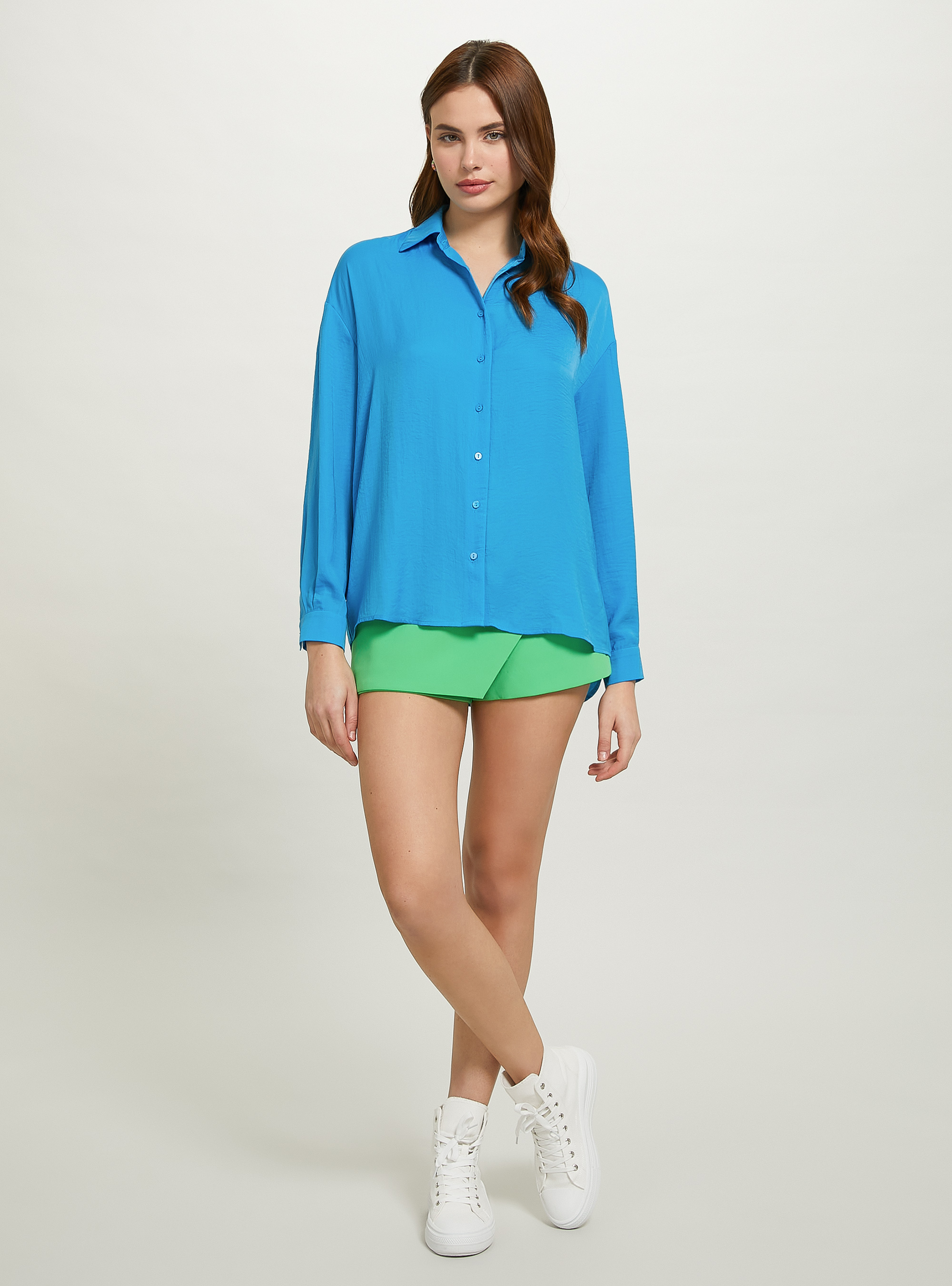 Solid-coloured satin shirt, RY2 ROYALE MEDIUM