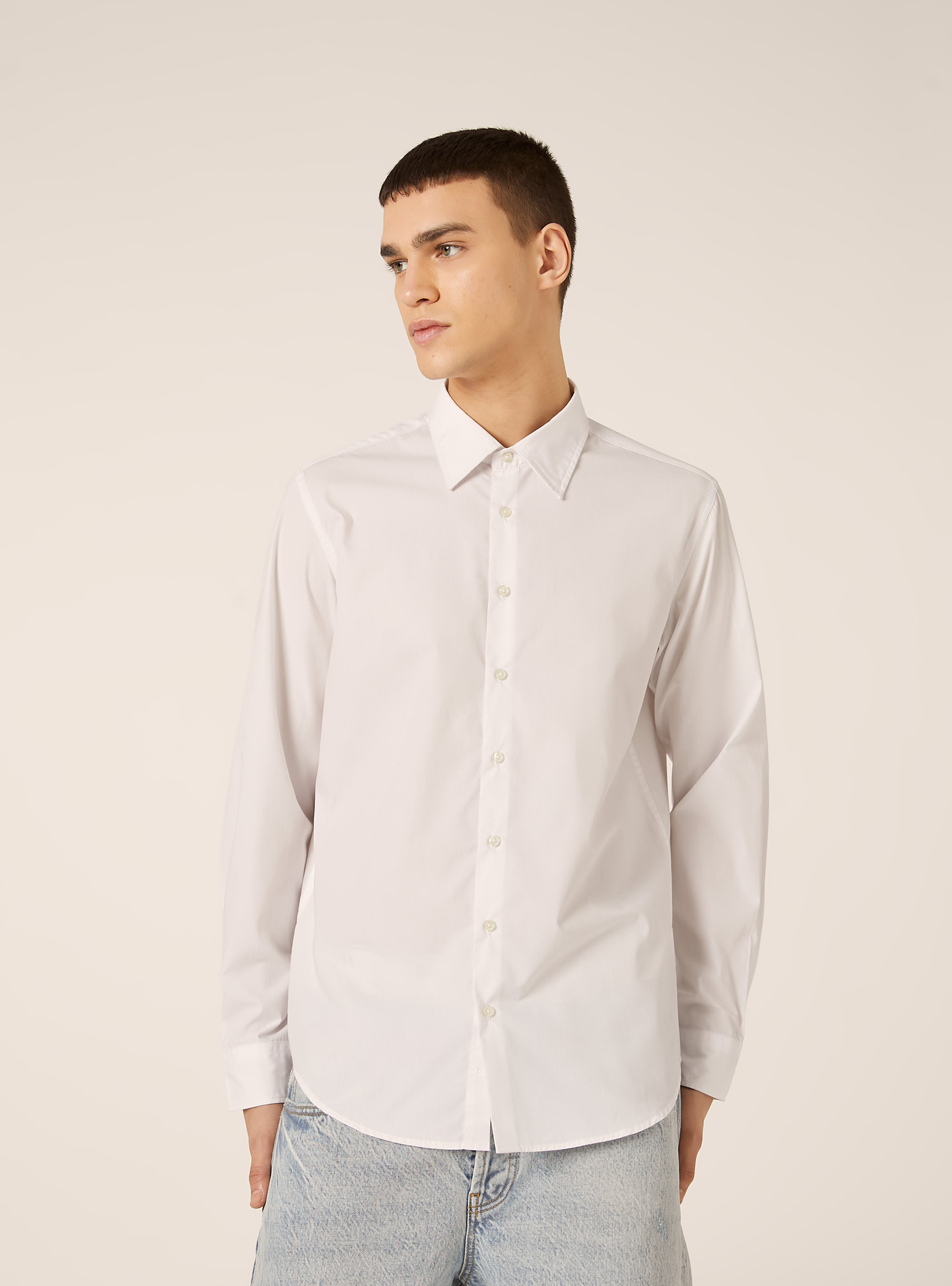 Chemise &agrave; manches longues unie, WH1 OFF WHITE
