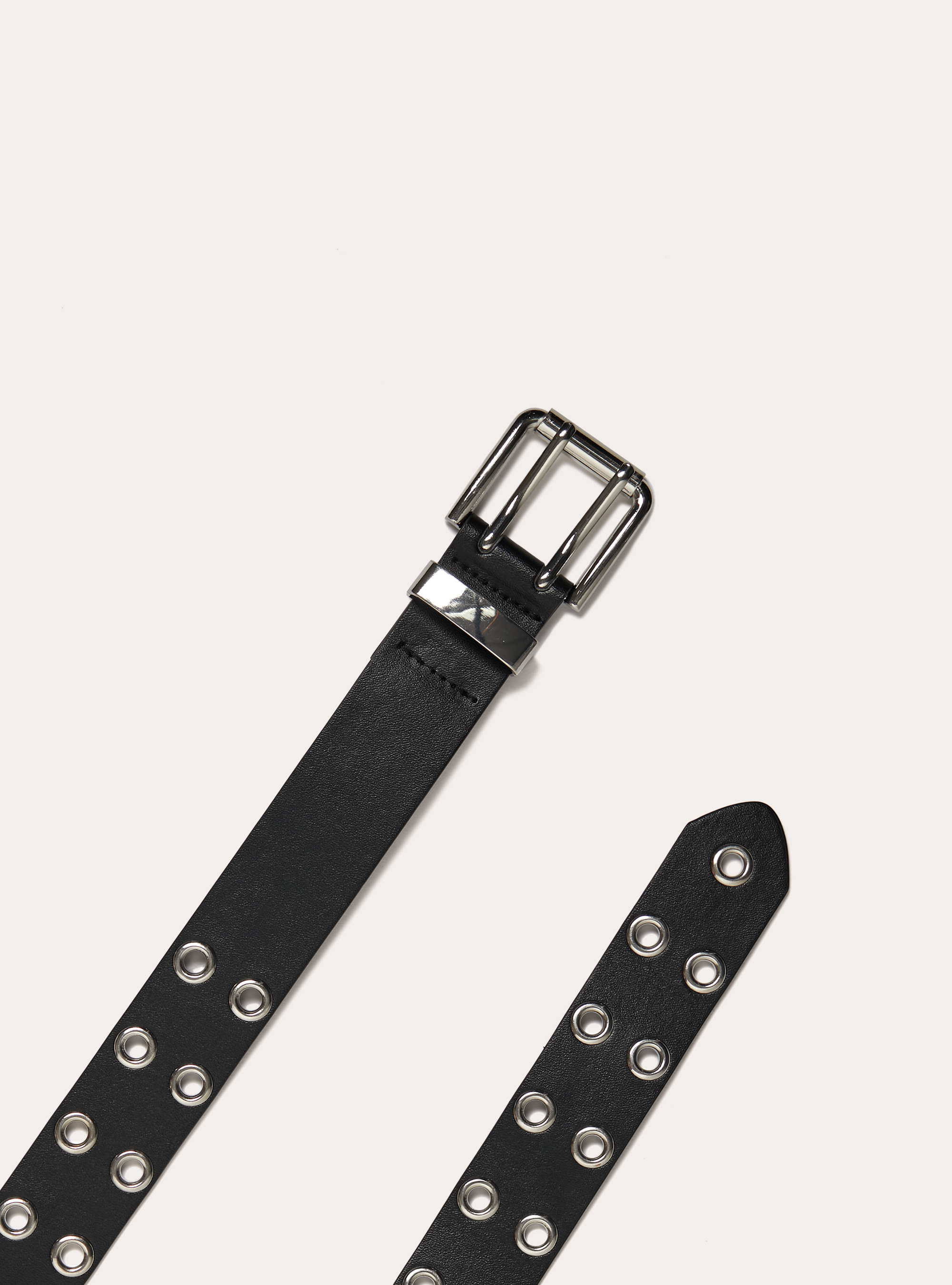 Cintura effetto pelle con occhielli metallici, BK1 BLACK