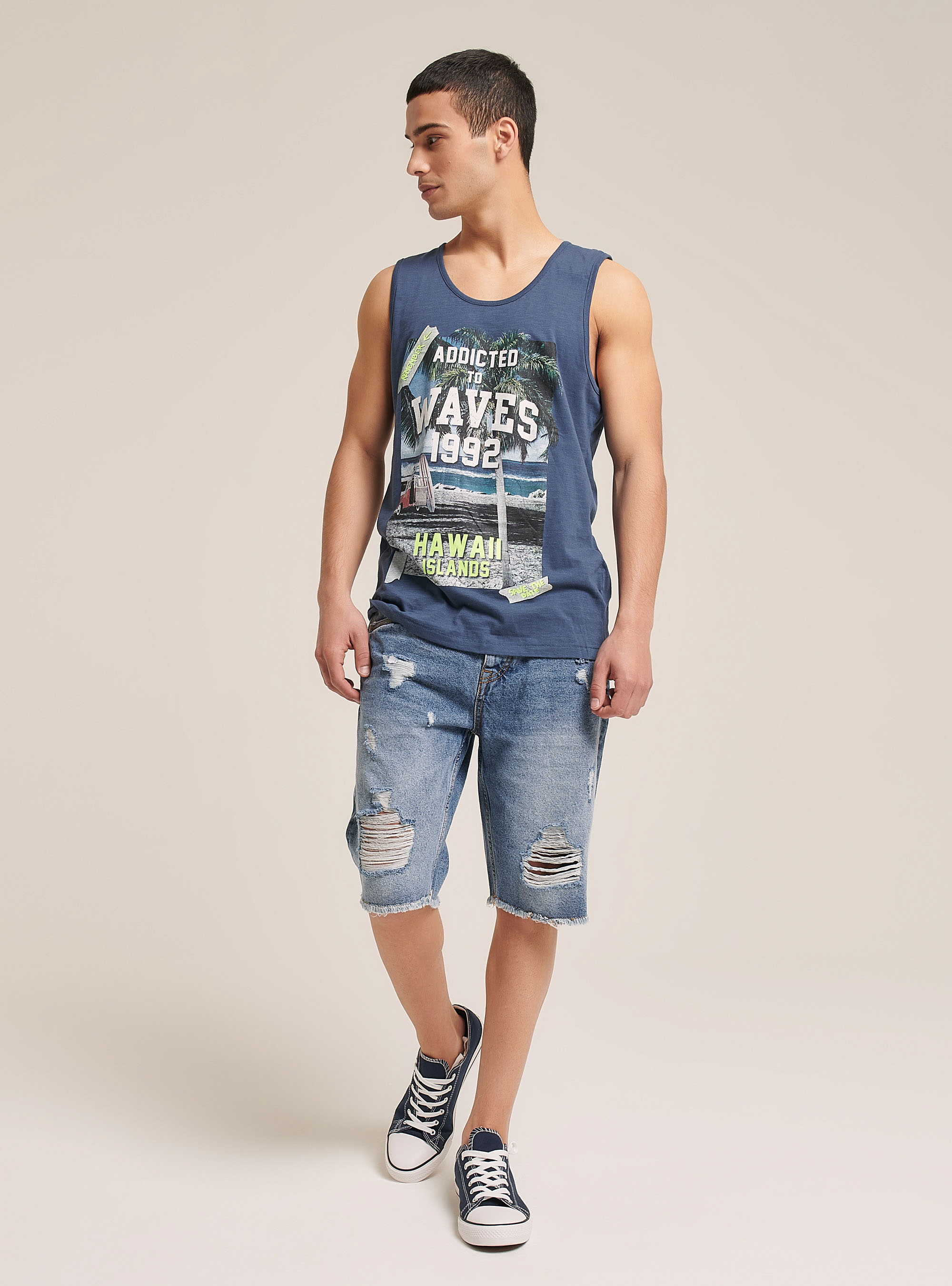 Tanktop mit Aufdruck City, C222 BLUE
