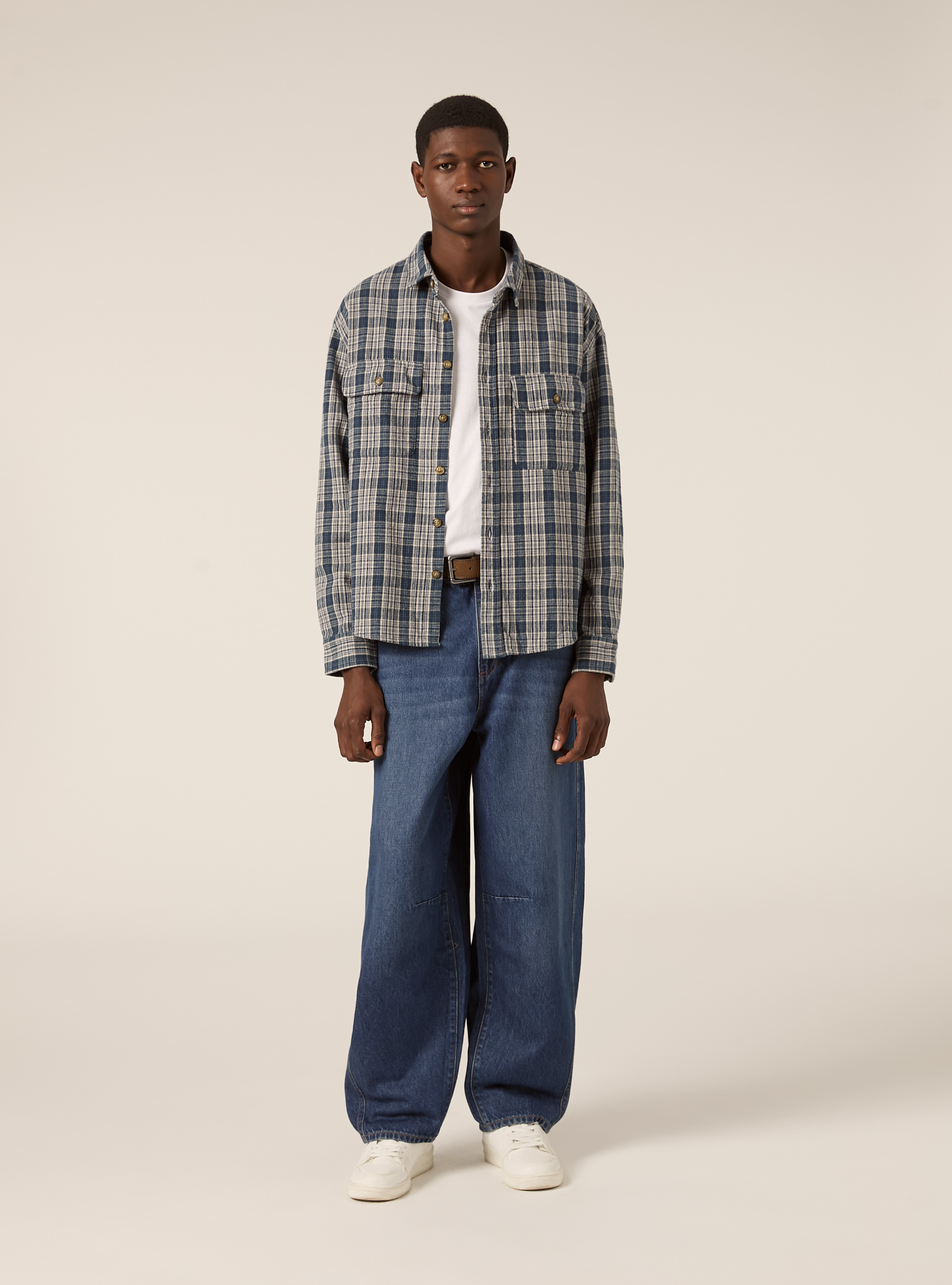 Veste chemise à carreaux en flanelle, BL2 BLUE MEDIUM