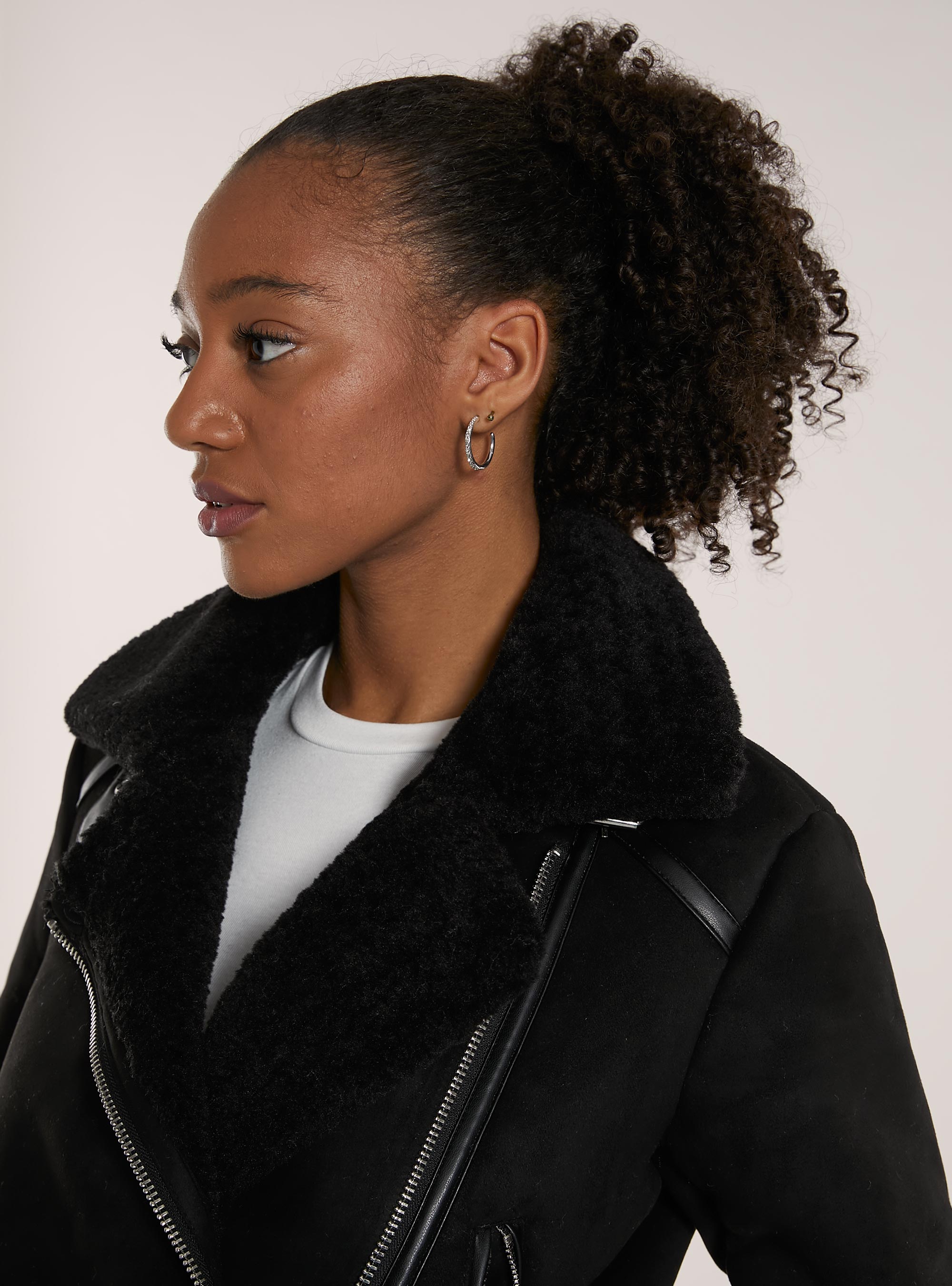 Suede-effect sheepskin jacket, BK1 BLACK