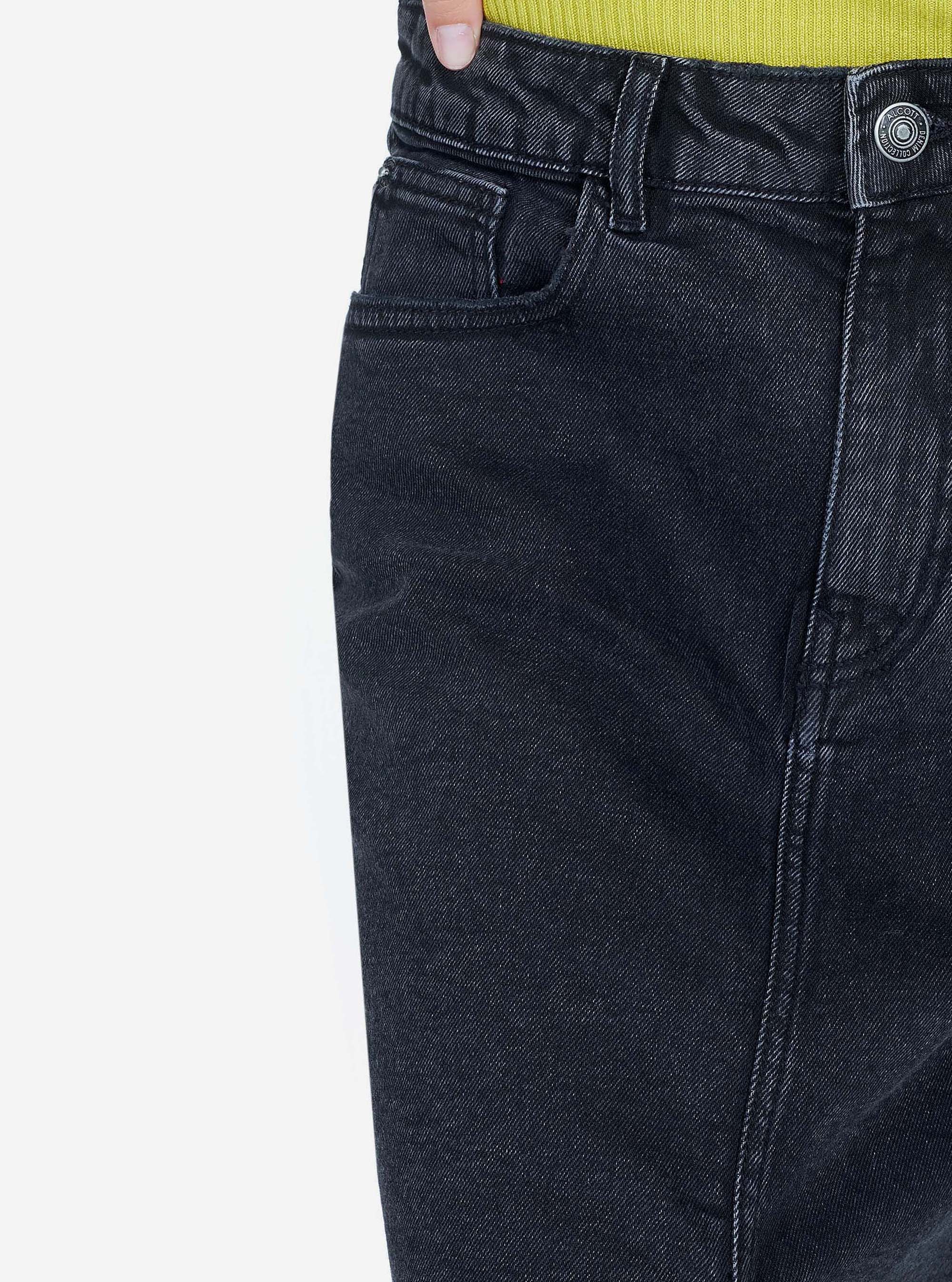 Gonna longuette denim stretch, NERO