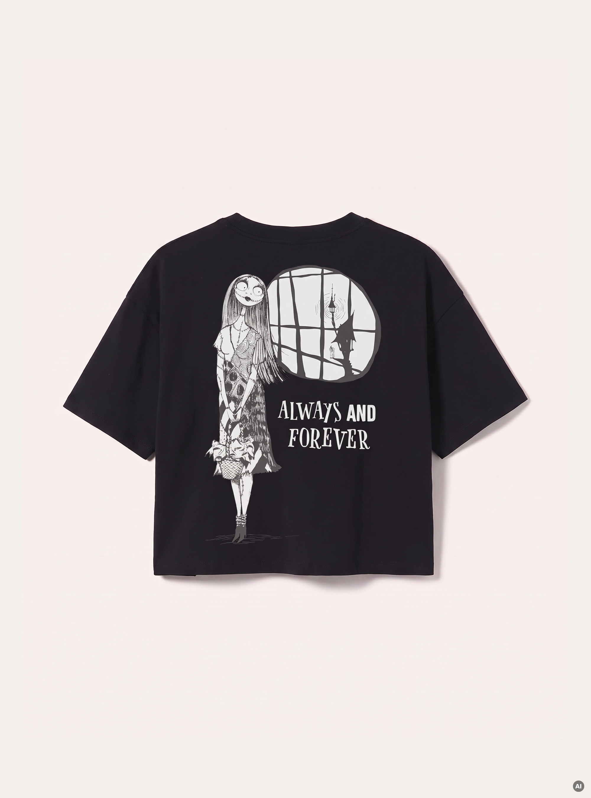 T-shirt boxy the nightmare before christmas, BK1 BLACK