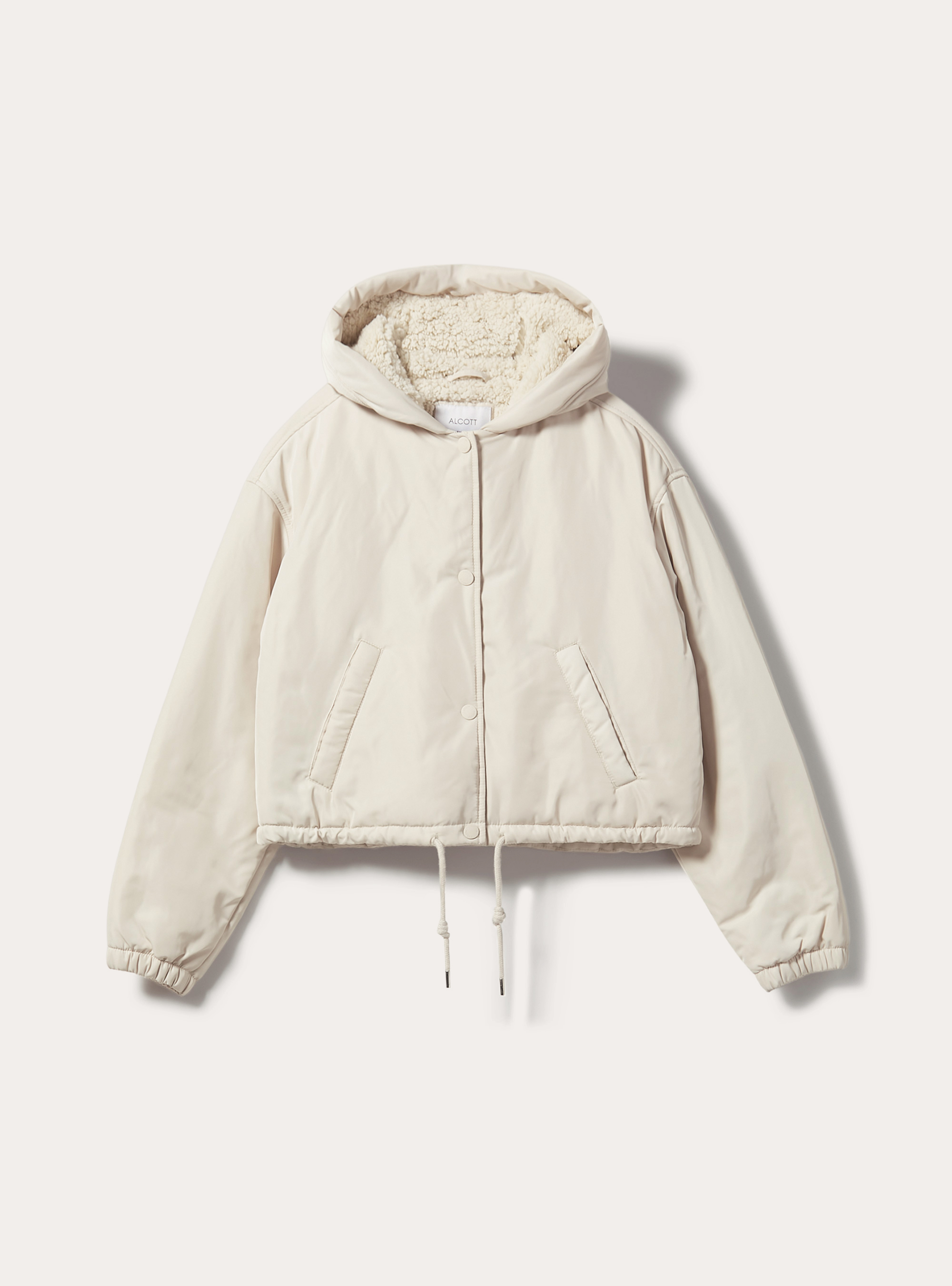 Cropped jacket with teddy lining, BG3 BEIGE LIGHT