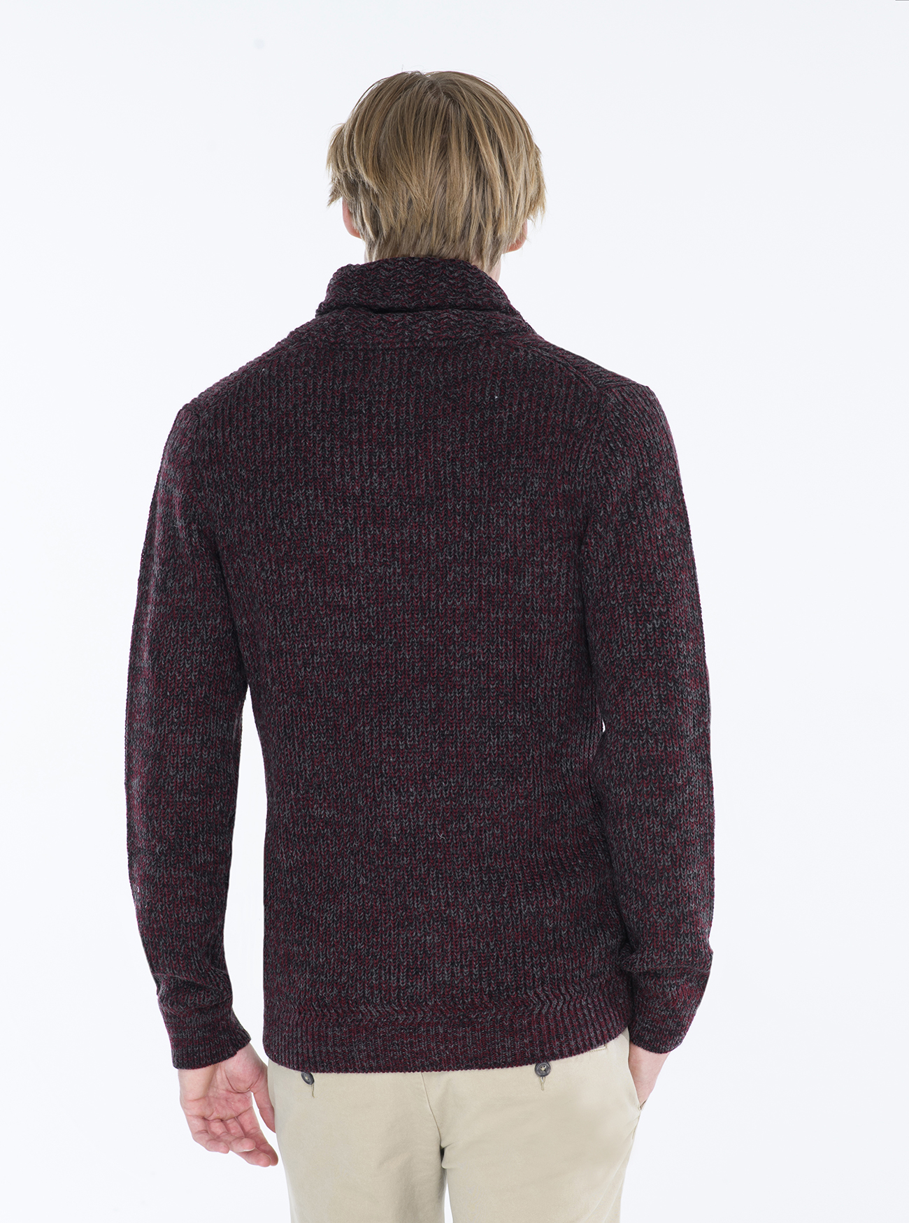 PULLOVER WITH SHAWL COLLAR, MULTICOLOR