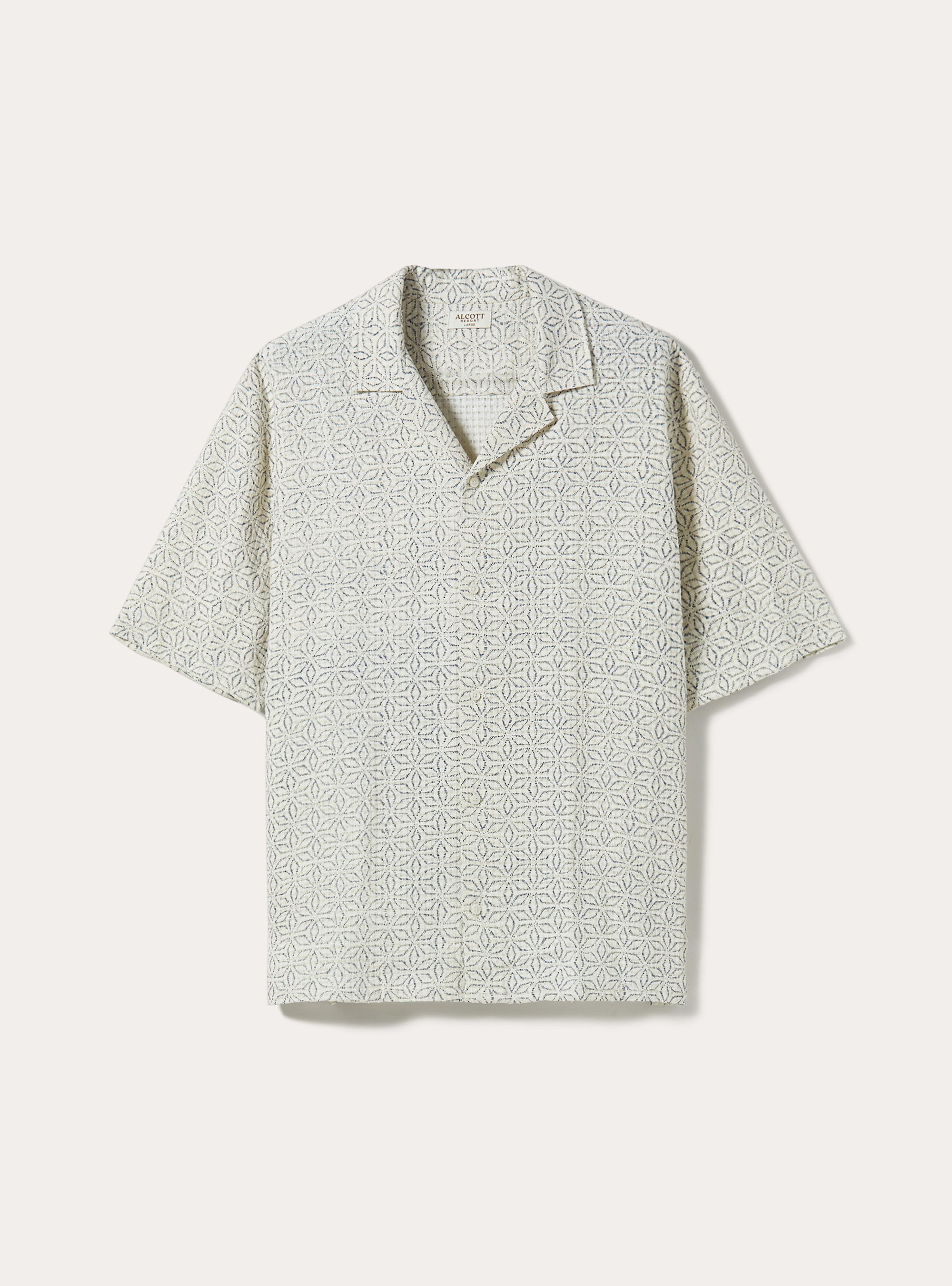 Gemustertes Hemd aus Leinenmischung, BL3 BLUE LIGHT