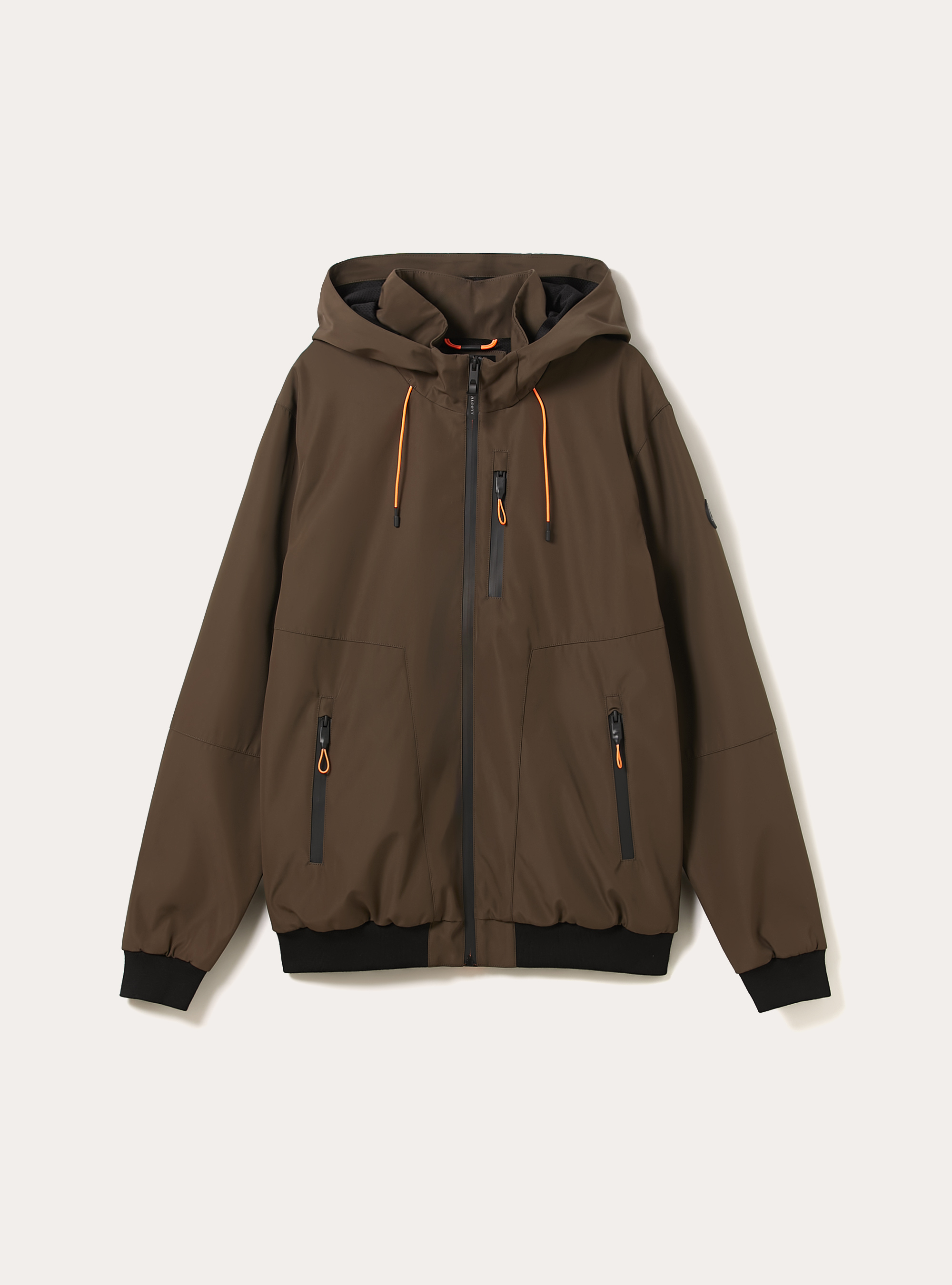Bomber antivento con cappuccio, BR1 BROWN DARK