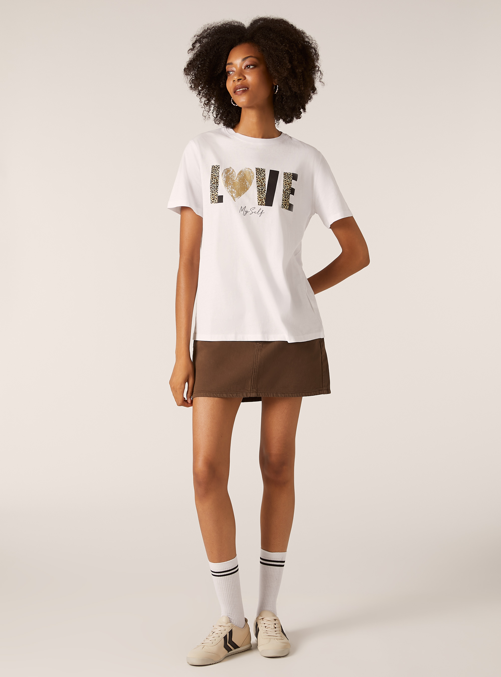 T-shirt à imprimé métallique, WH3 WHITE