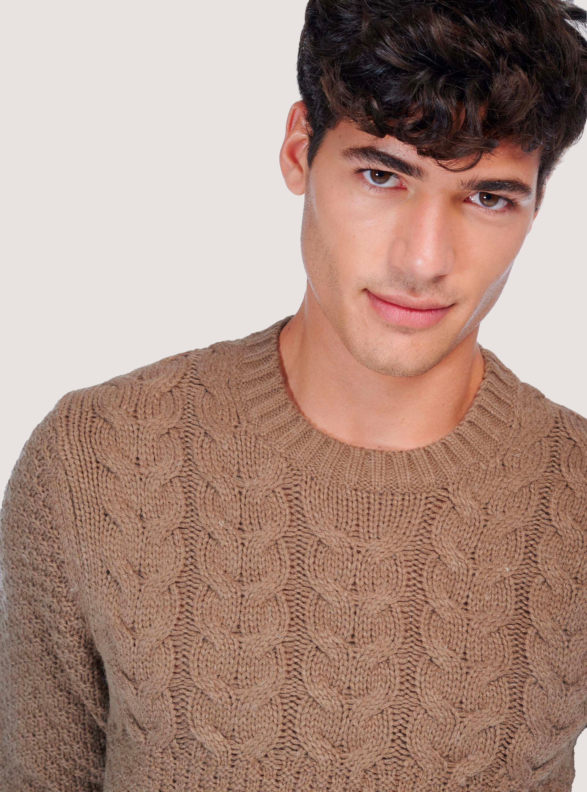 BRAIDED PULLOVER, CAMEL