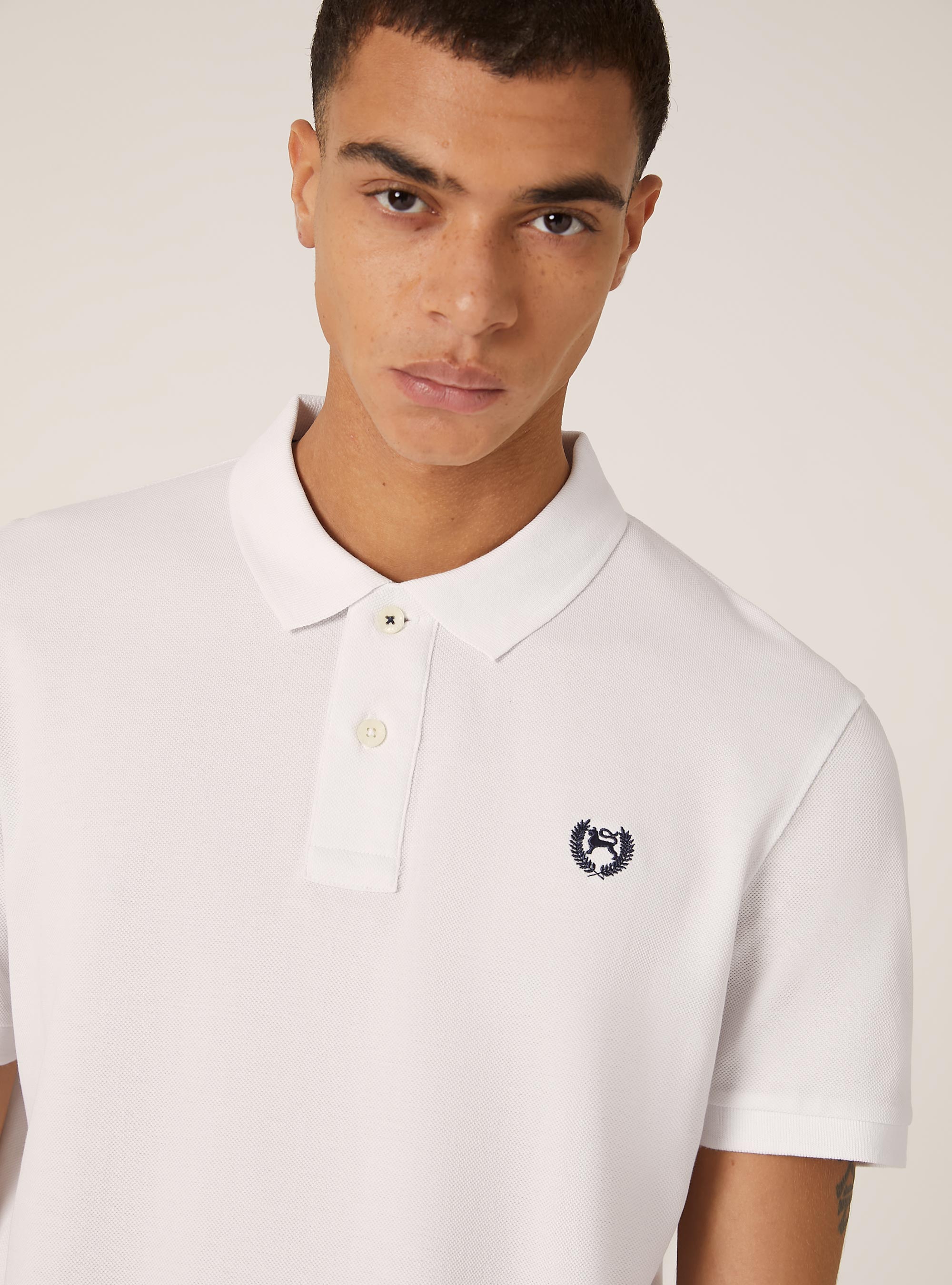 Cotton piqu&eacute; polo shirt with embroidery, WH3 WHITE