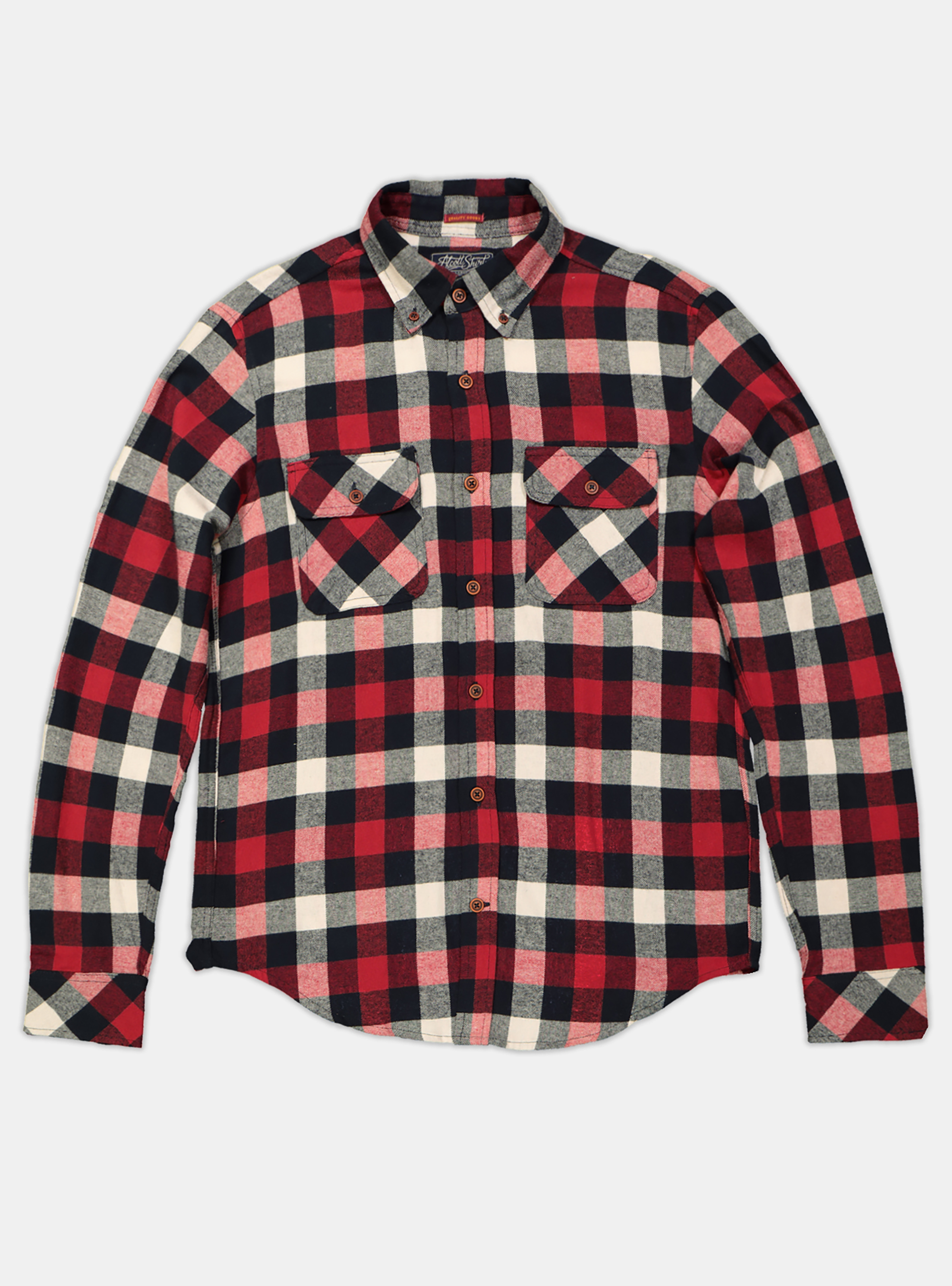 Checked cotton shirt, BLU/RED/WHITE REGULAR