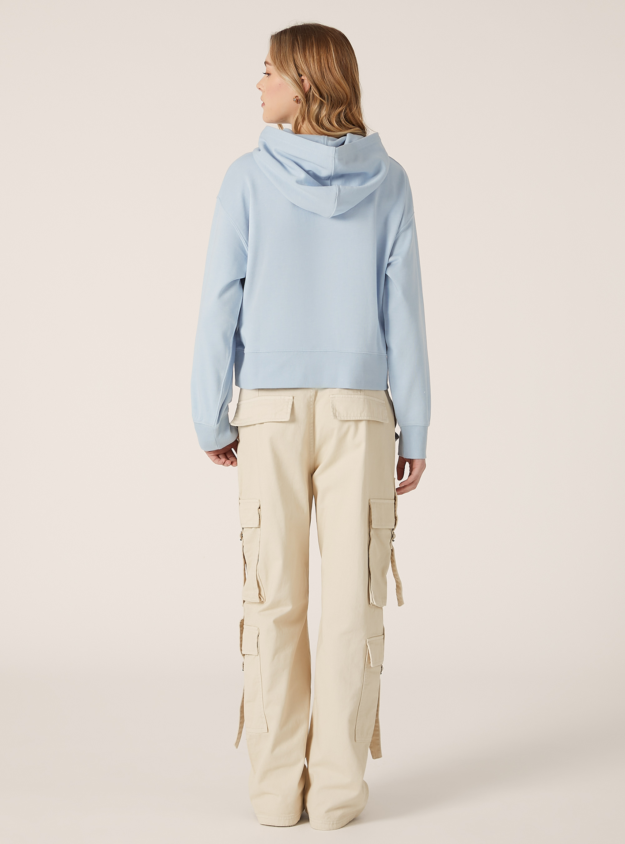 Boxy fit hooded sweatshirt, IN3 INDIGO LIGHT