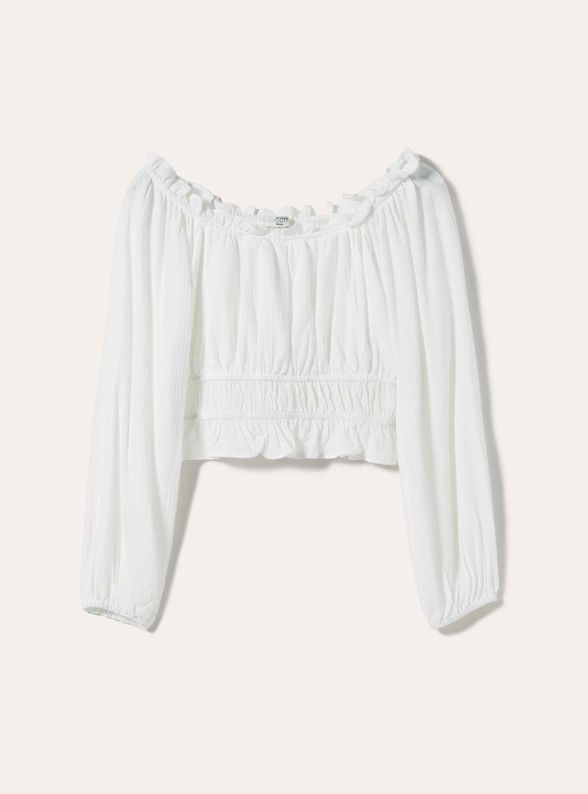 Cropped blouse with off the shoulder, WH1 OFF WHITE