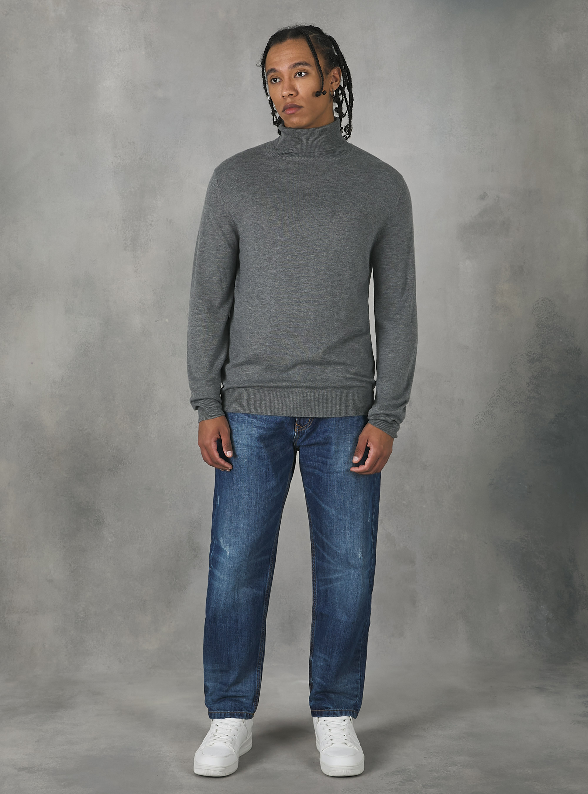 Soft turtleneck pullover, MGY2 GREY MEL MEDIUM