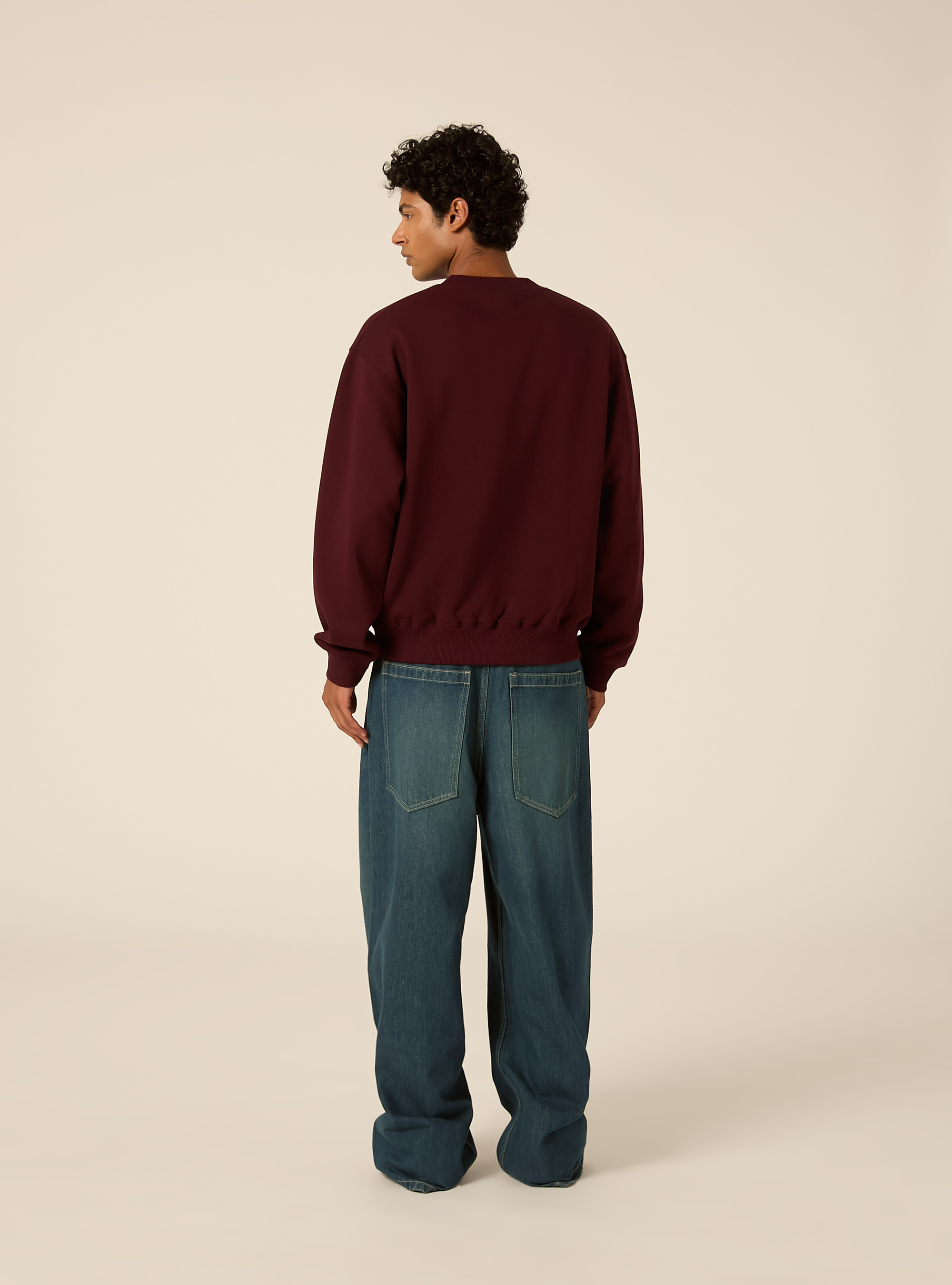Felpa girocollo basica boxy fit, BO1 BORDEAUX DARK