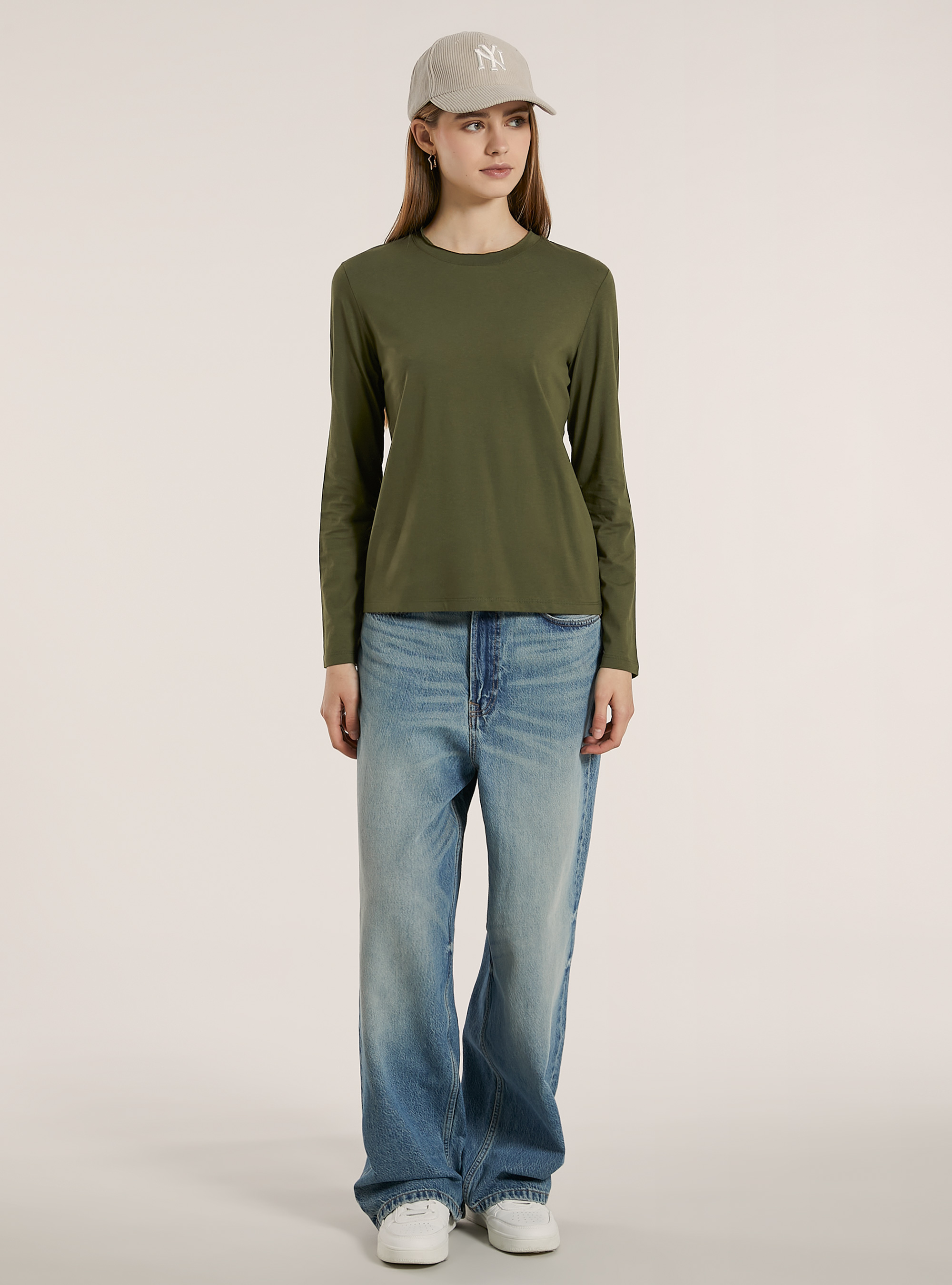 Basic long-sleeved T-shirt, KY1 KAKY DARK