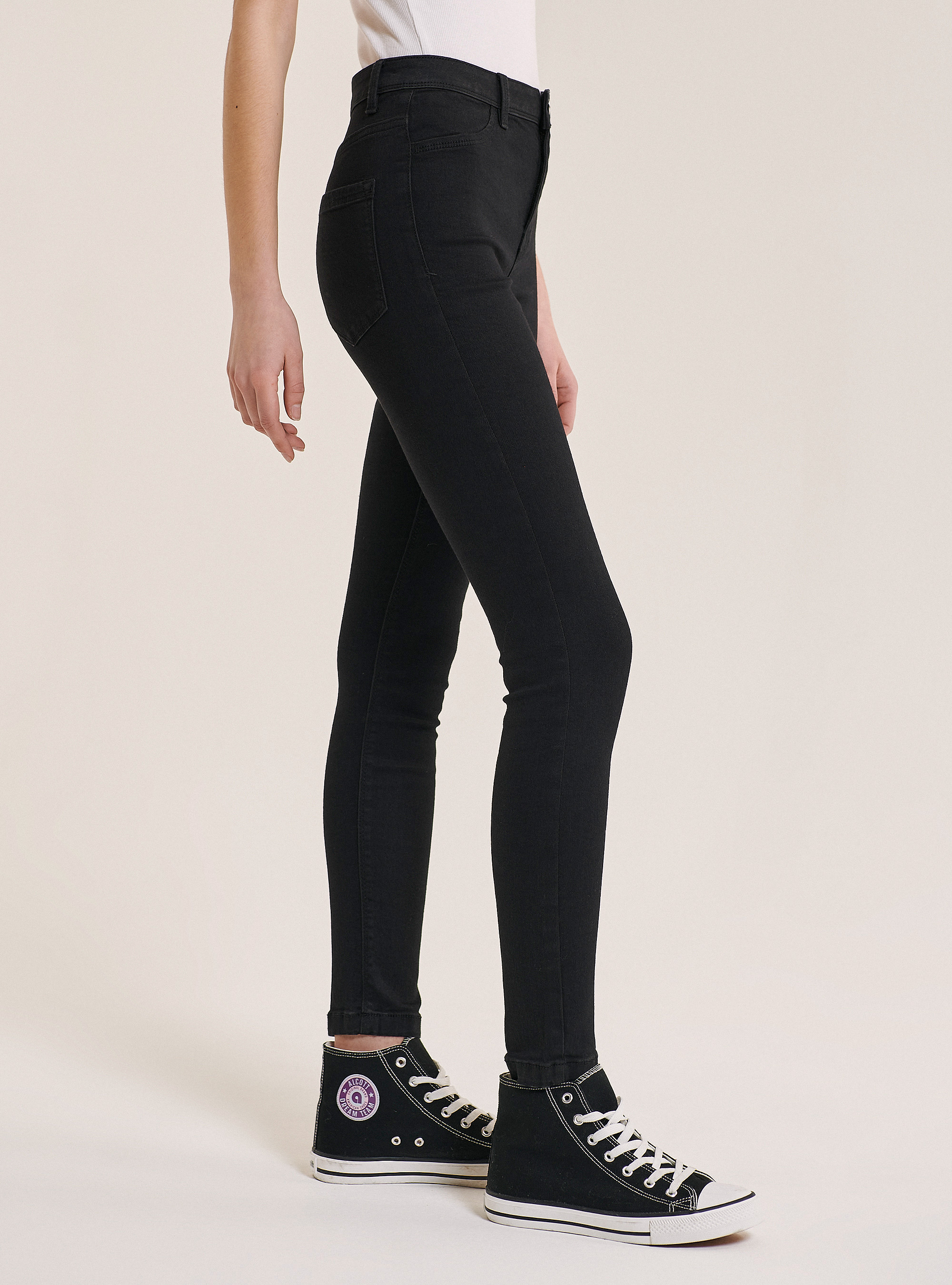 Super skinny high-waisted comfort fit jeans, BLACK