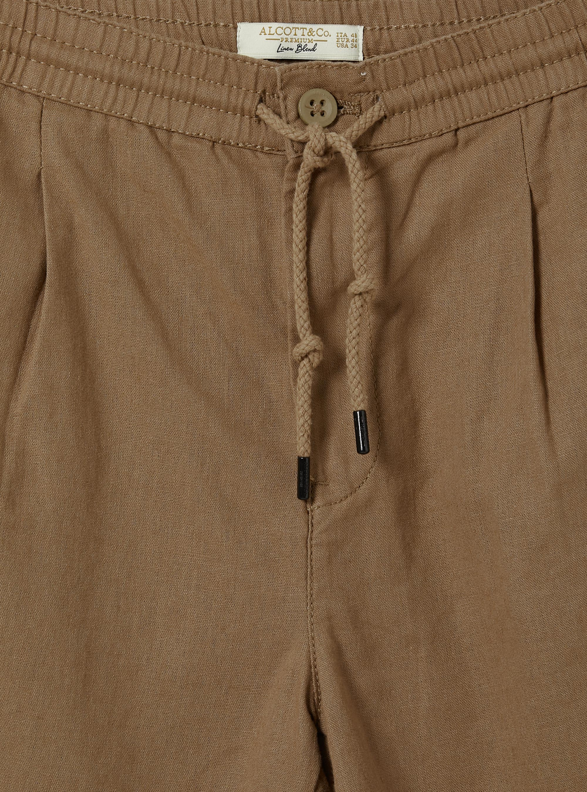 Linen Bermuda Shorts with Drawstring, TB2 TOBACCO MEDIUM