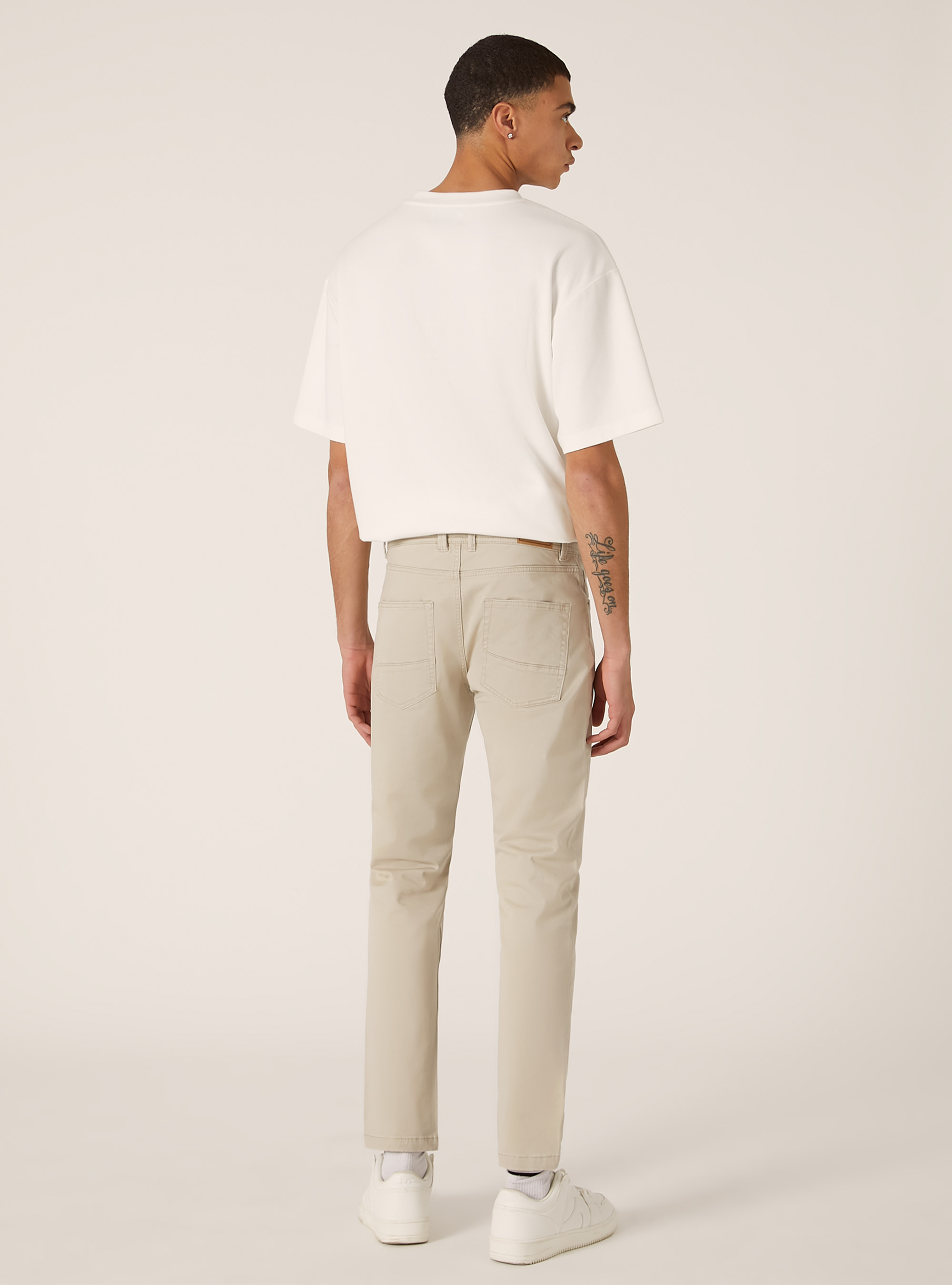 Pantalones ajustados de algod&oacute;n, BG2 BEIGE MEDIUM