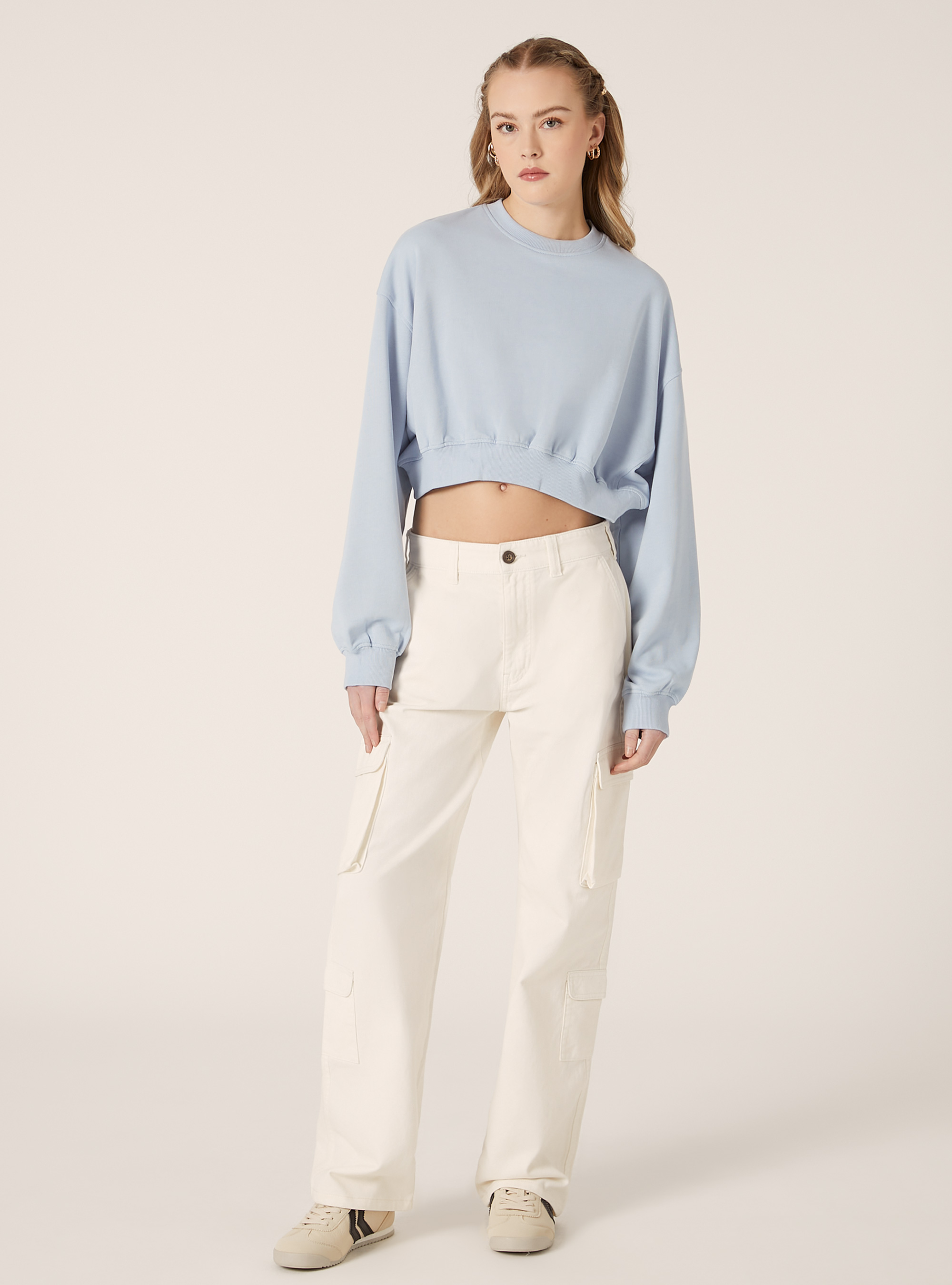 Sweatshirt mit Rundhalsausschnitt, IN3 INDIGO LIGHT