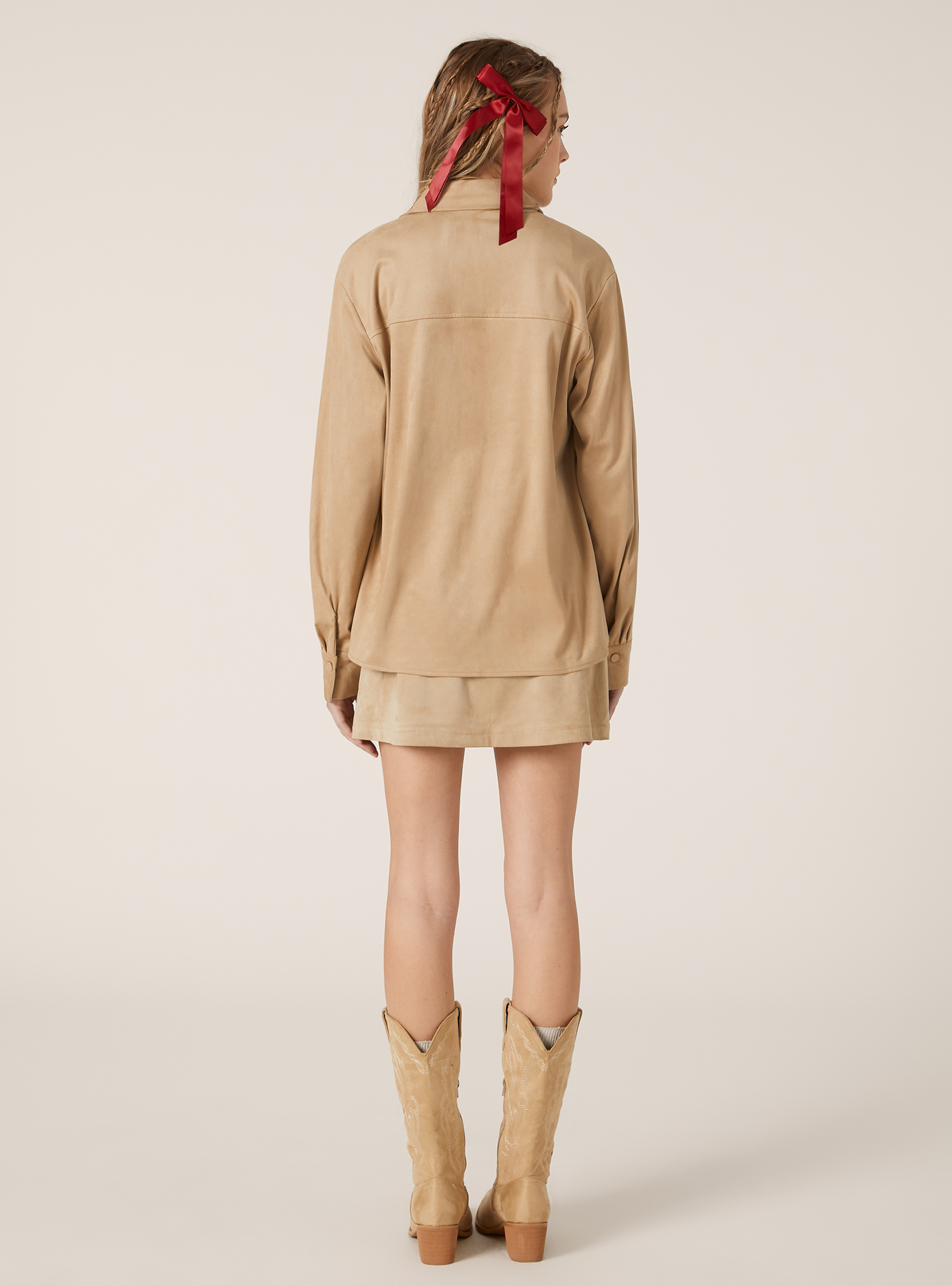 Camicia effetto suede, BG2 BEIGE MEDIUM