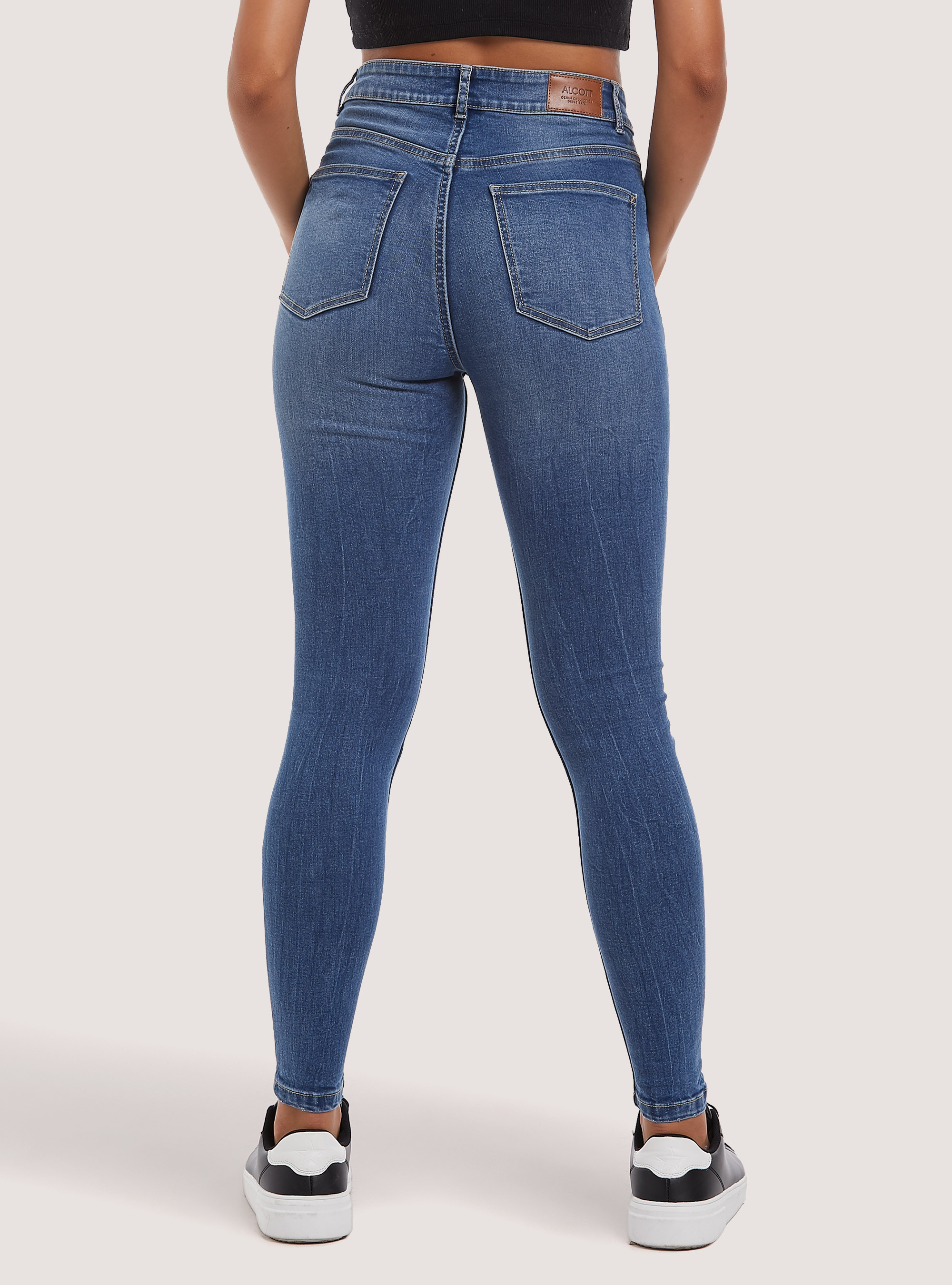 Vaqueros skinny de cintura súper alta, D004 MEDIUM LIGHT BLUE