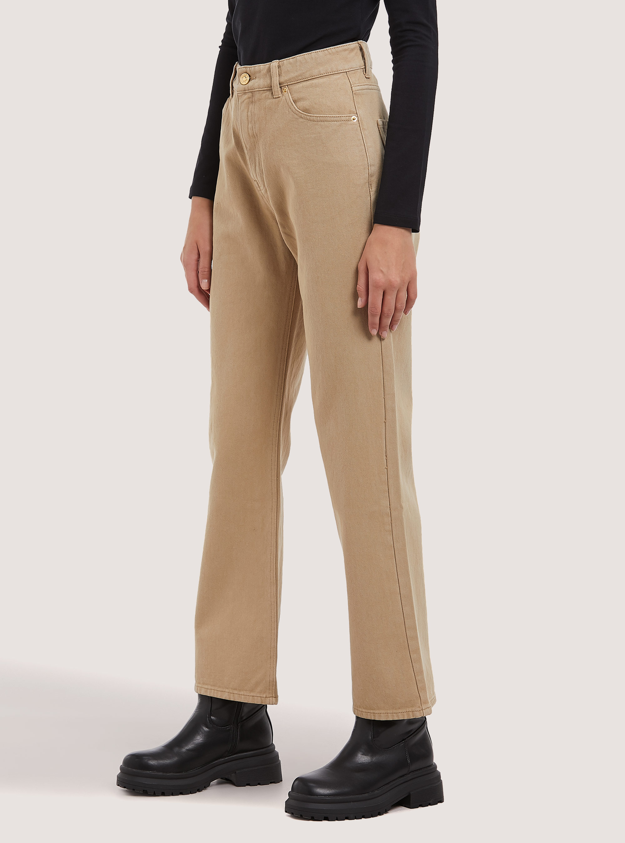 Pantalon en serg&eacute; &agrave; coupe droite, BG3 BEIGE LIGHT