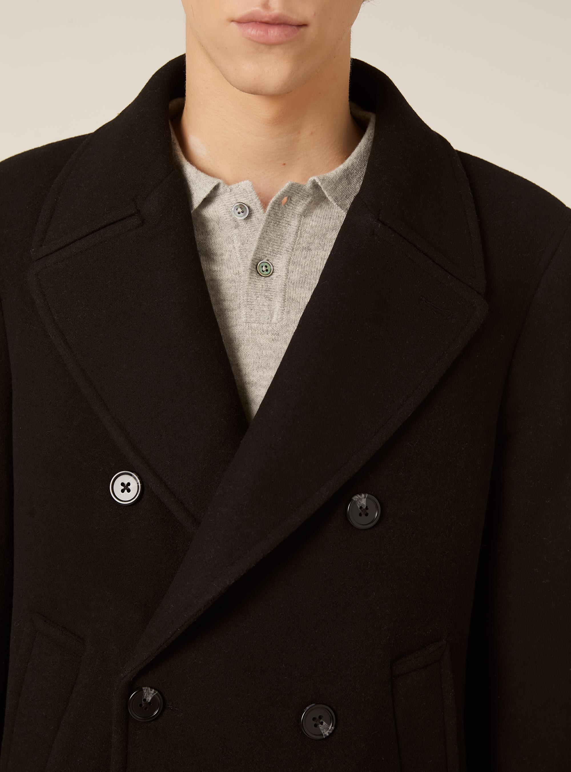 Abrigo cab&aacute;n cruzado, BK1 BLACK