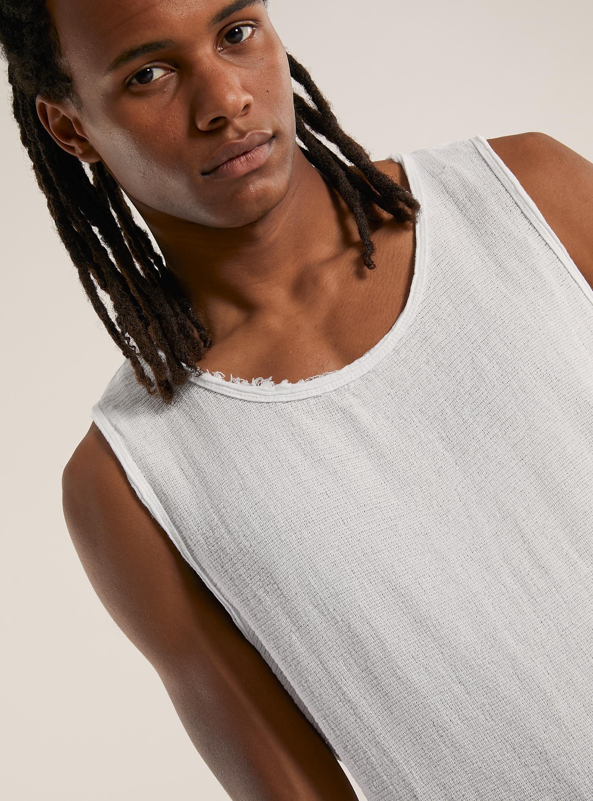 Linen-blend tank top, WH2 WHITE