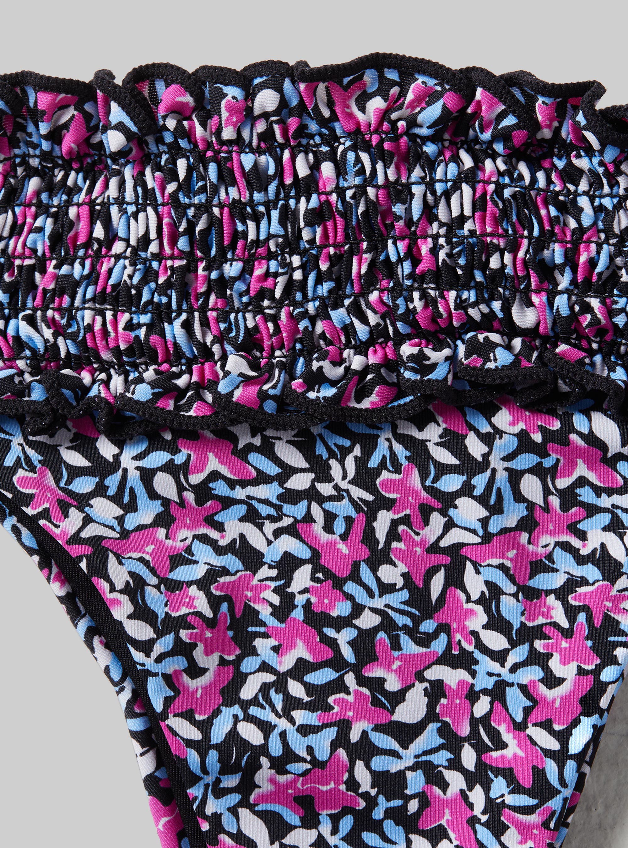 Braguita de bikini bandeau con textura, MULTICOLORE