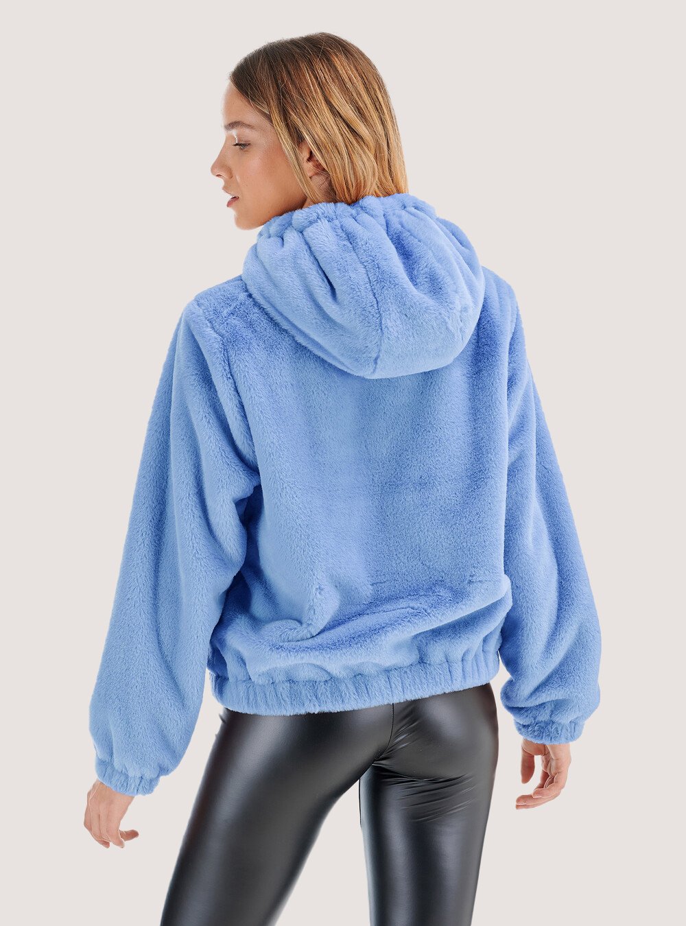 Giubbotto bomber in eco pelliccia, AZ3 AZURRE LIGHT