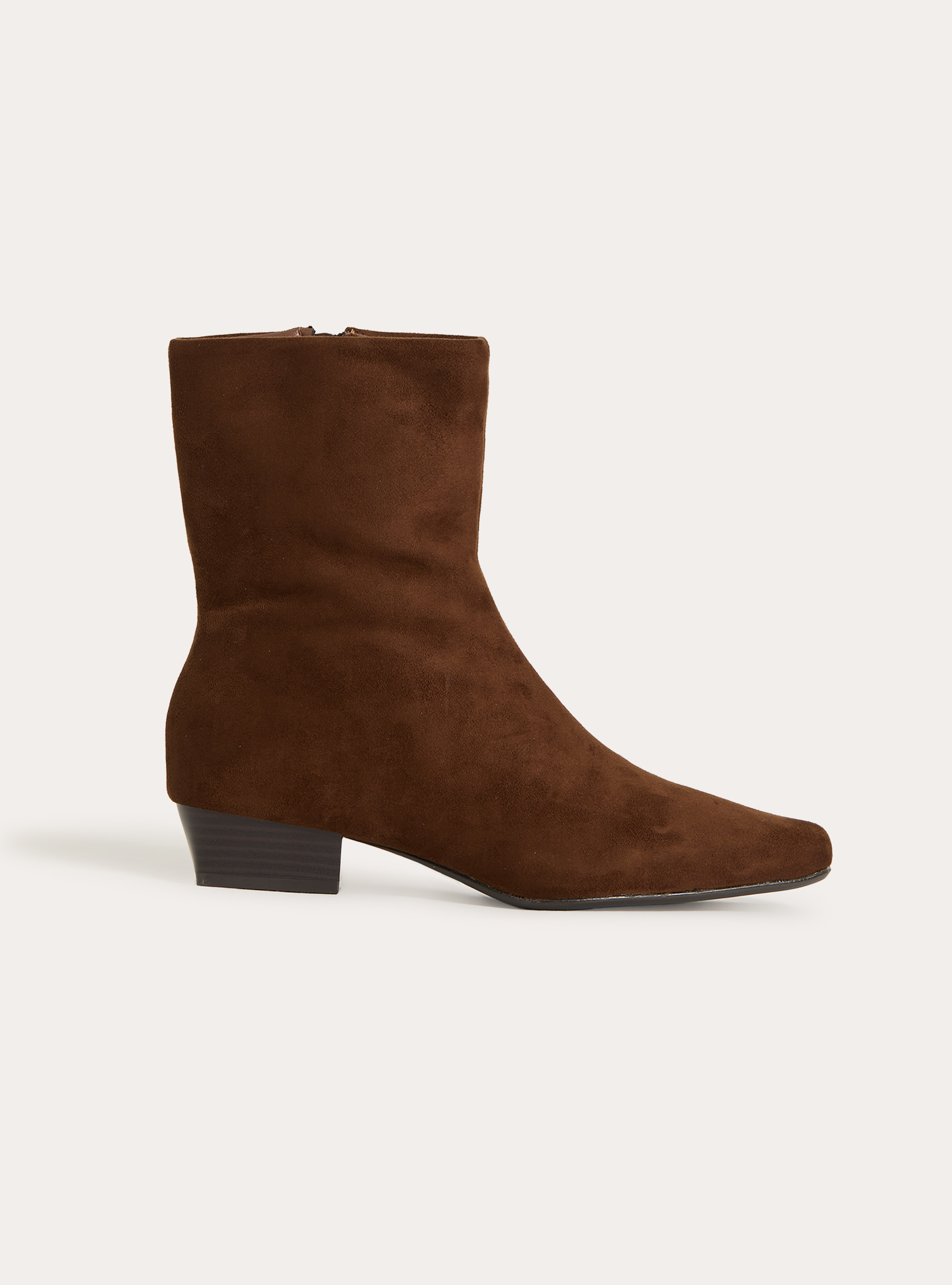 Bottines basses en effet cuir a bout carre et zip, TB1 TOBACCO DARK