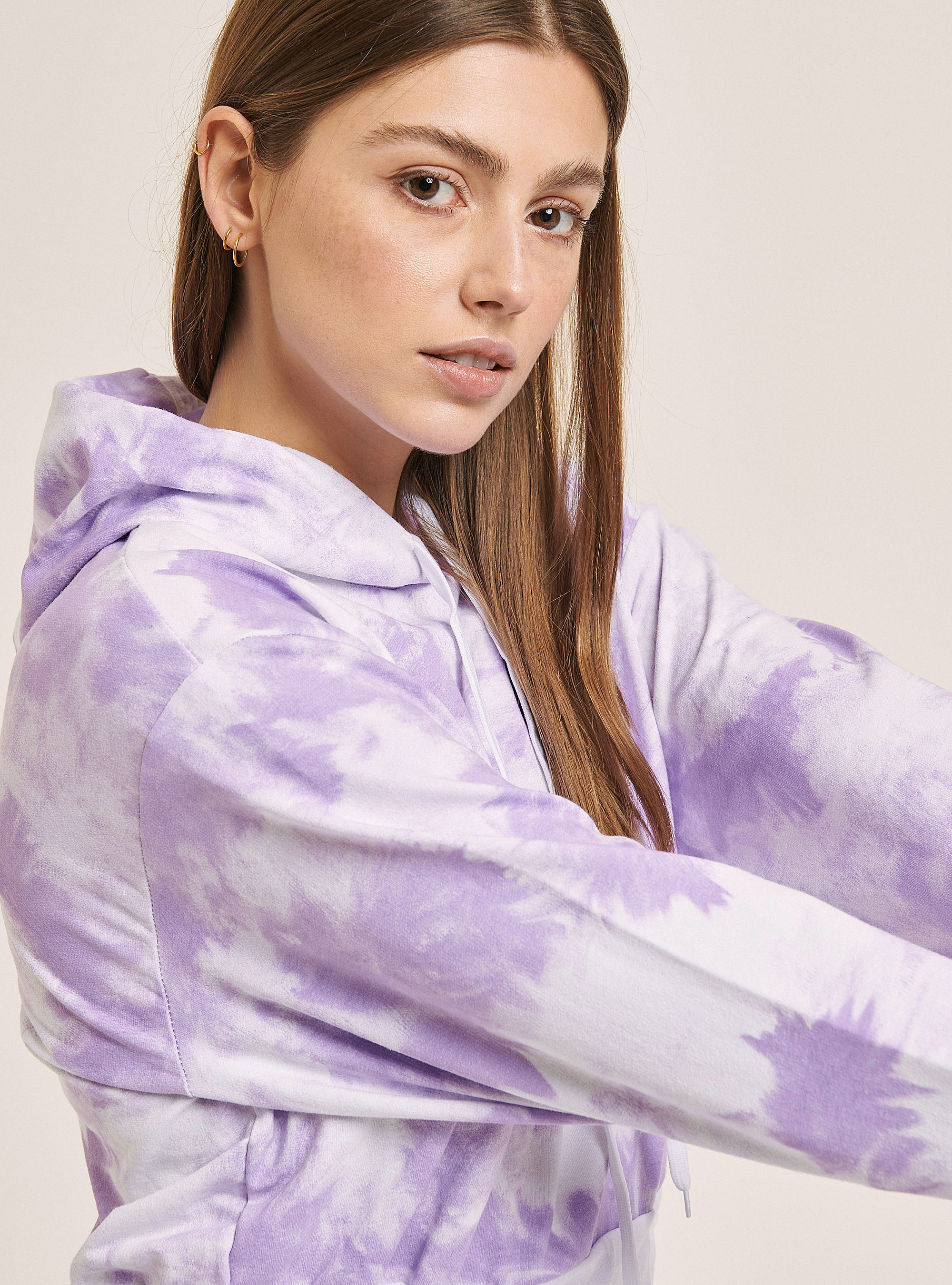Felpa crop tie-dye, LILLAC/WHITE B101