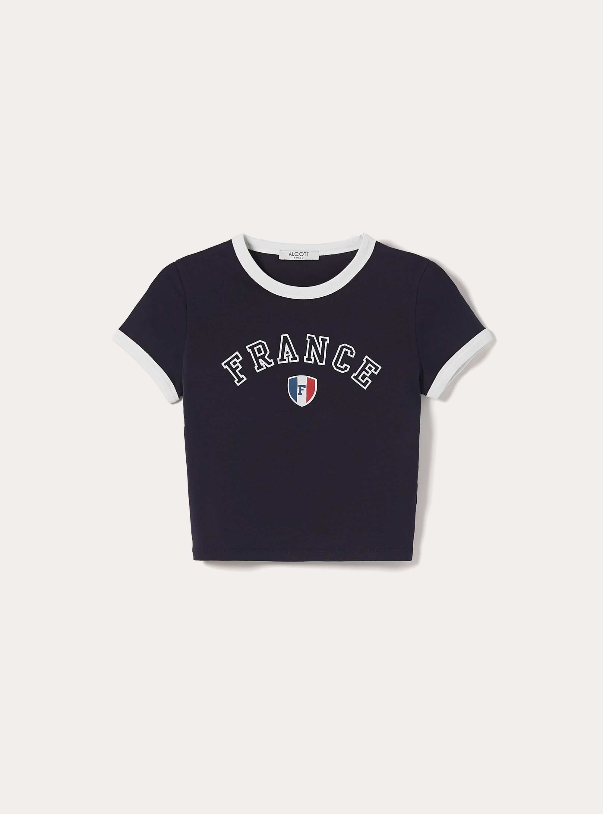 T-shirt crop con stampa calcio mondiali, NA2 NAVY MEDIUM