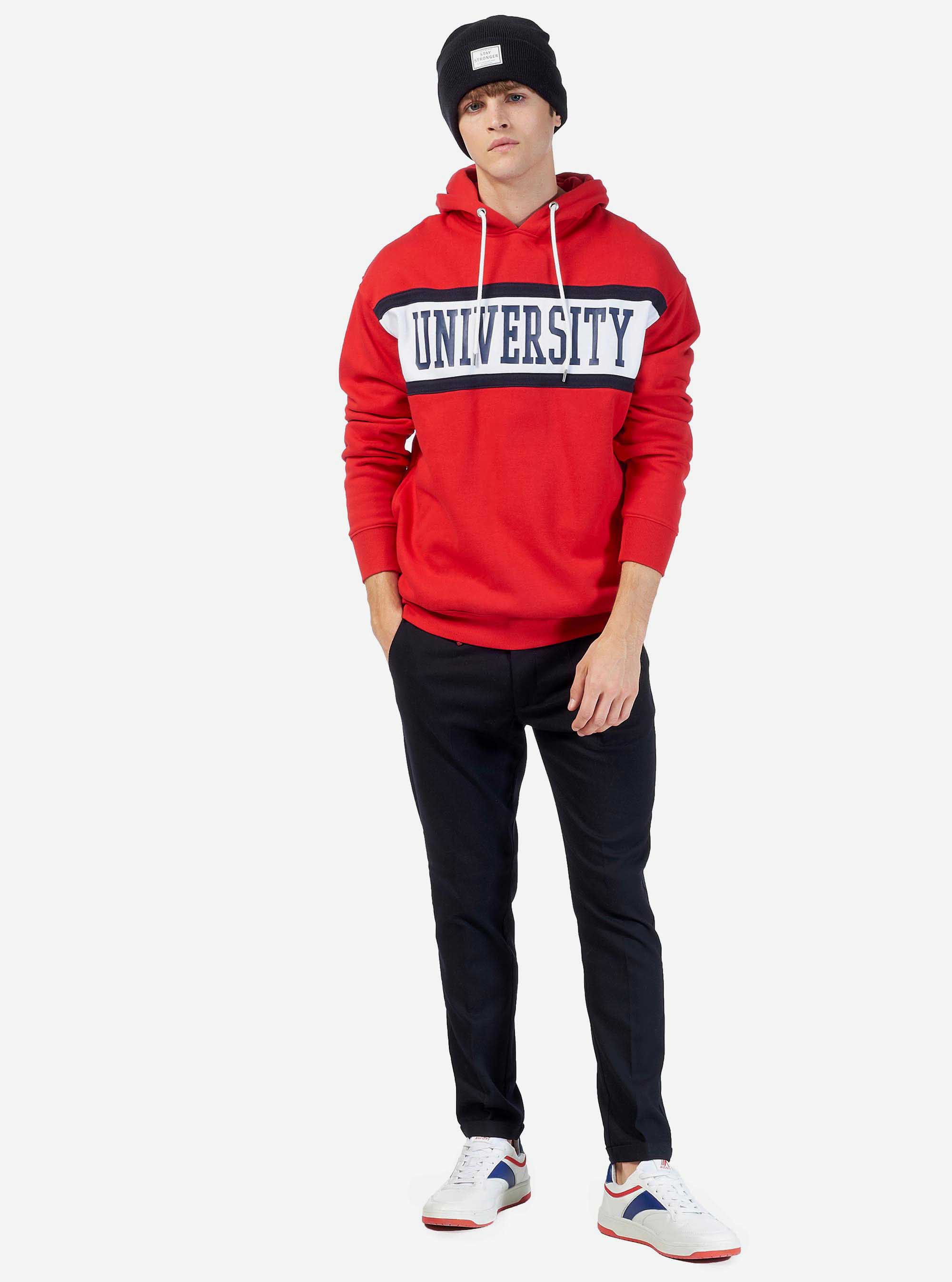 SWEATSHIRT WITH PRINTING HOODY, RED