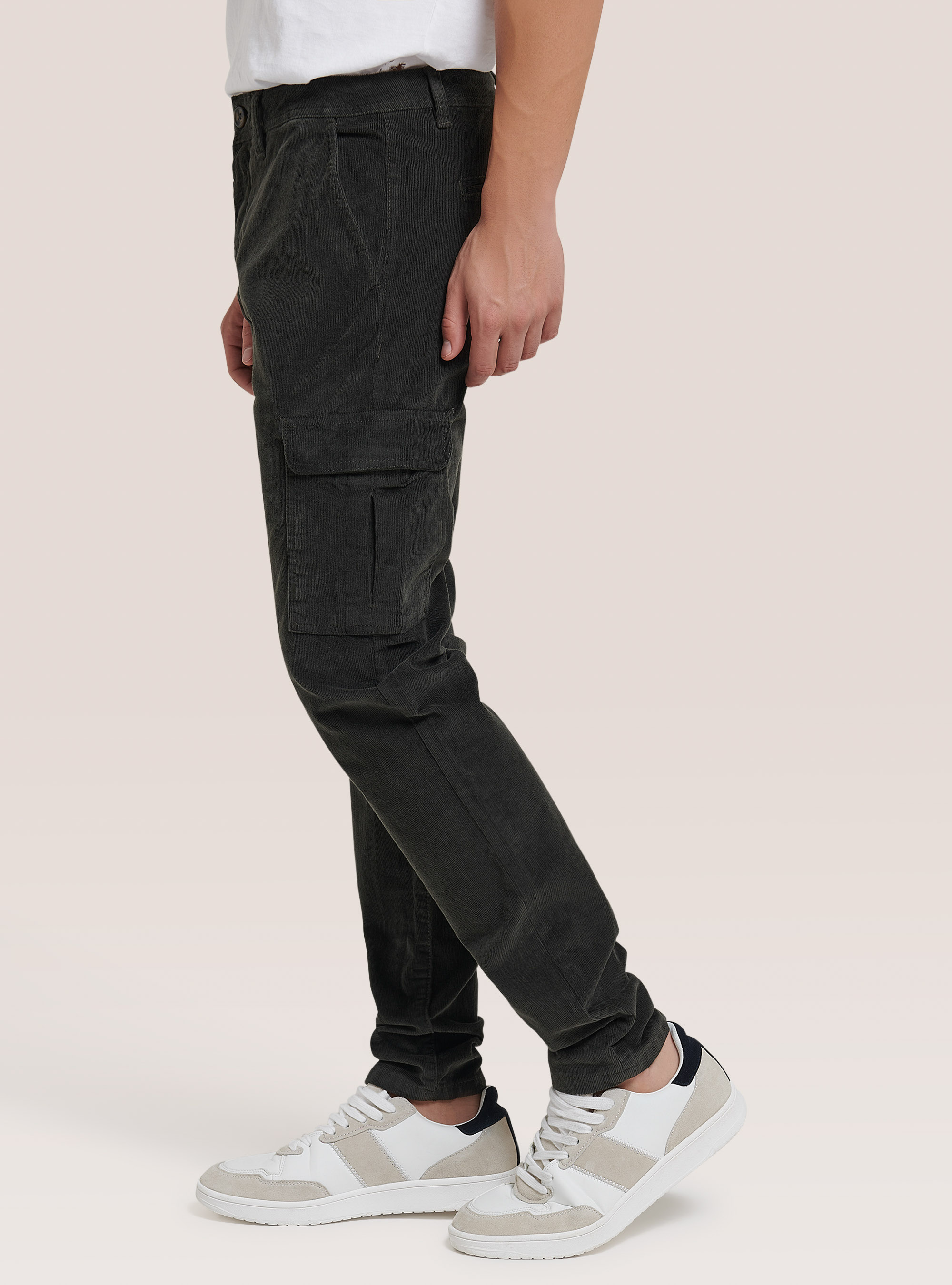 Chinos cargo in velluto a coste, KAKI