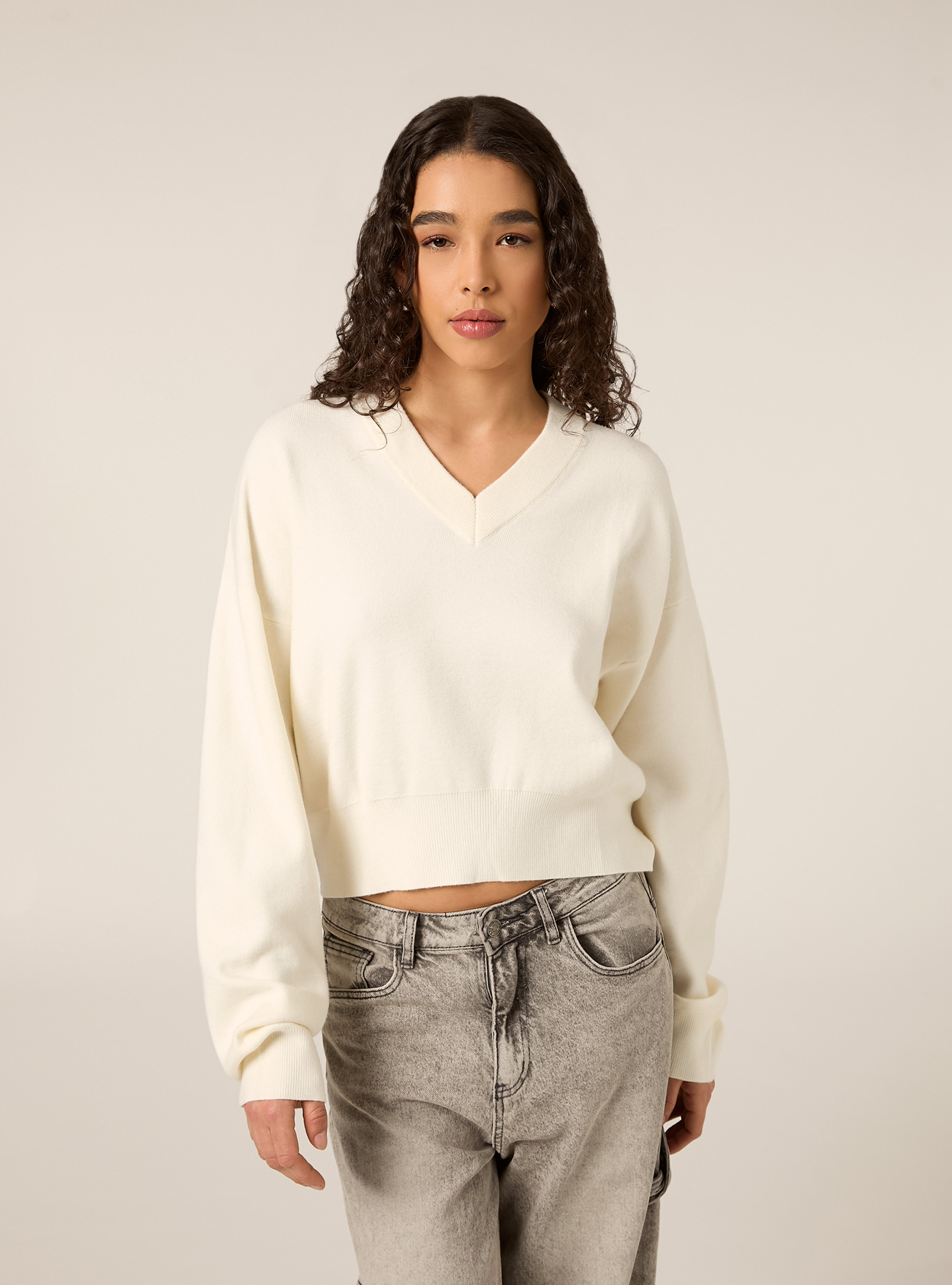 Maglia scollo a v, WH2 WHITE