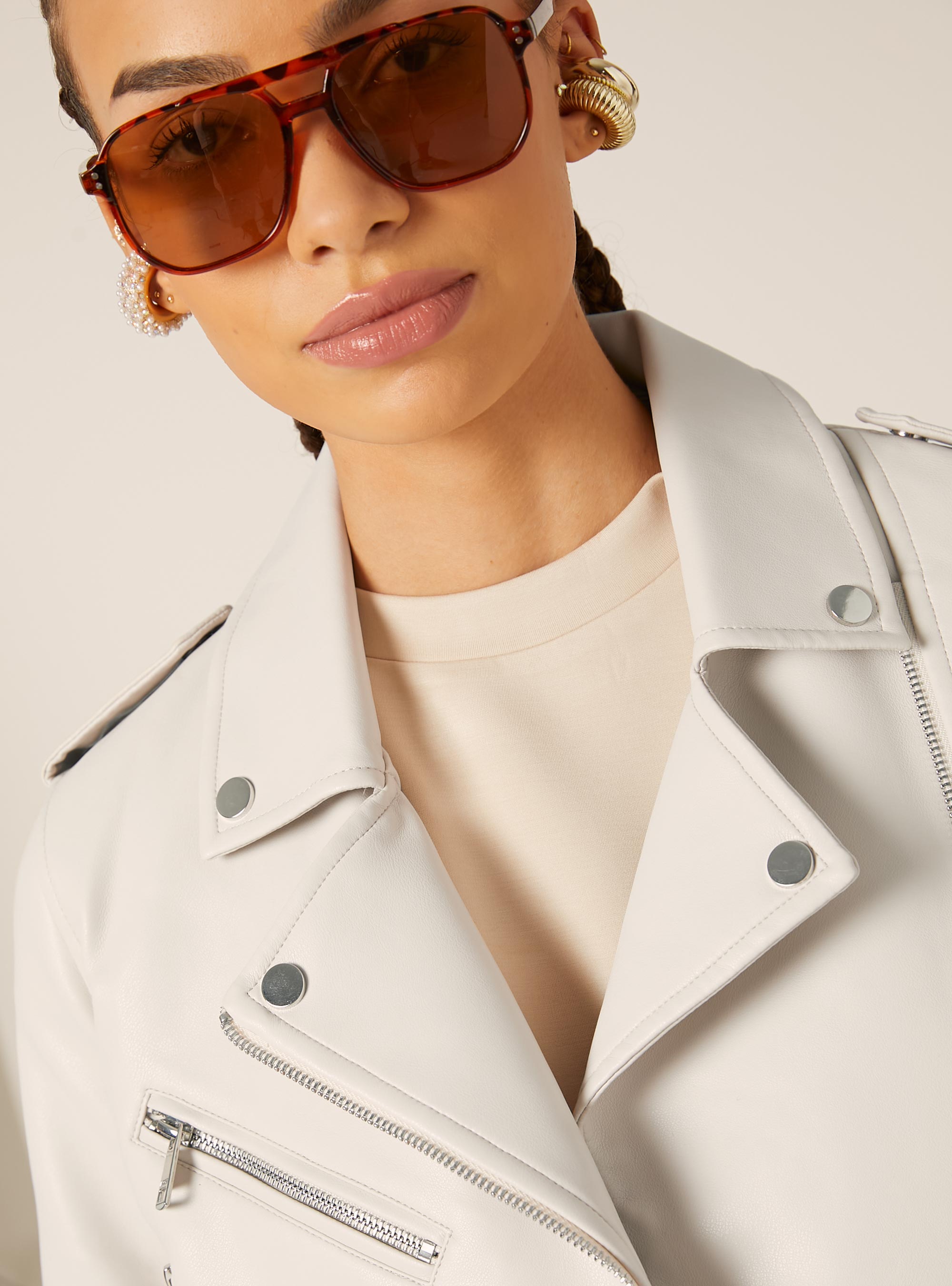 Chaqueta motera efecto piel, WH2 WHITE