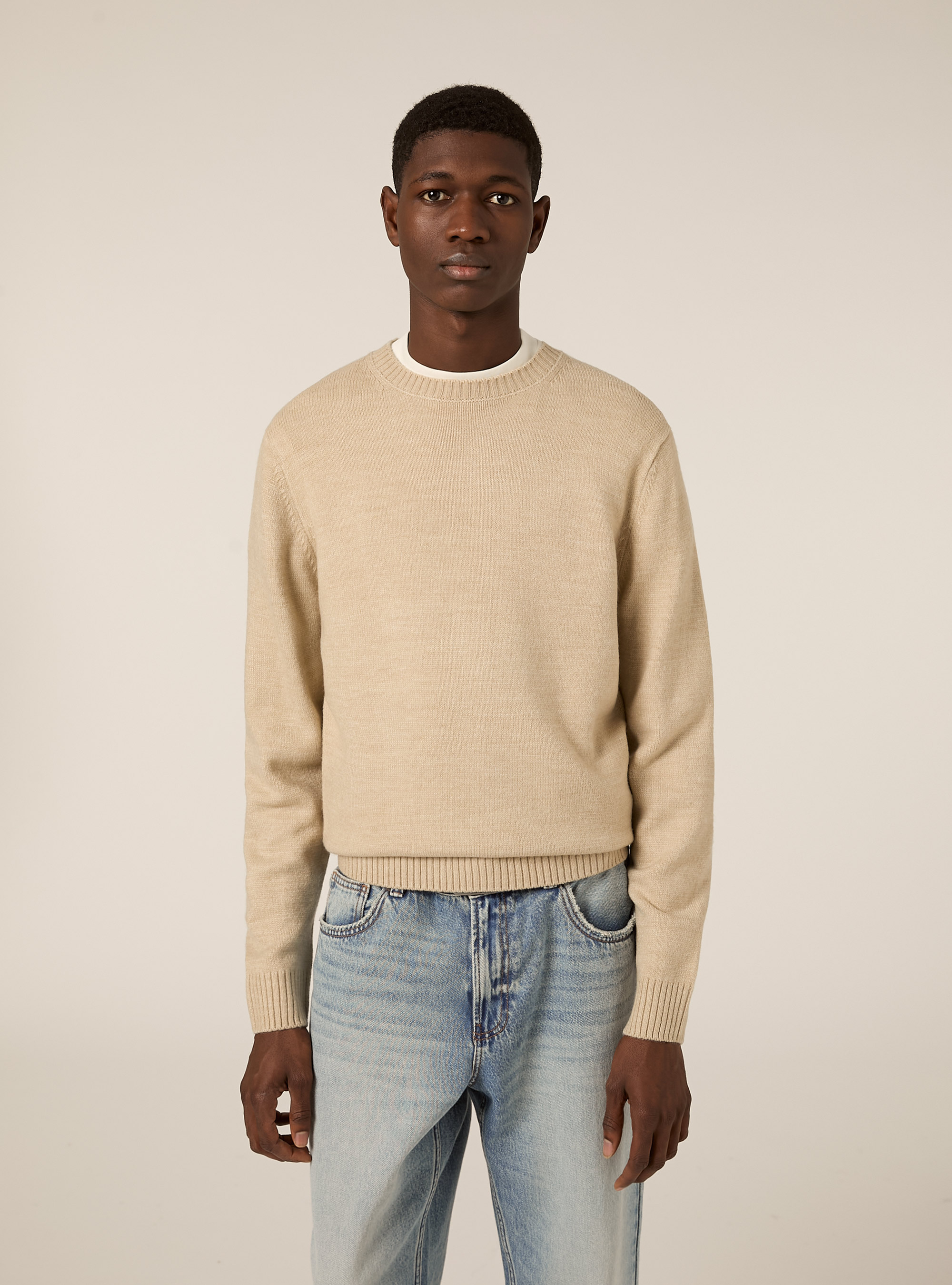 Maglione girocollo, MBG2 BEIGE MEL MED