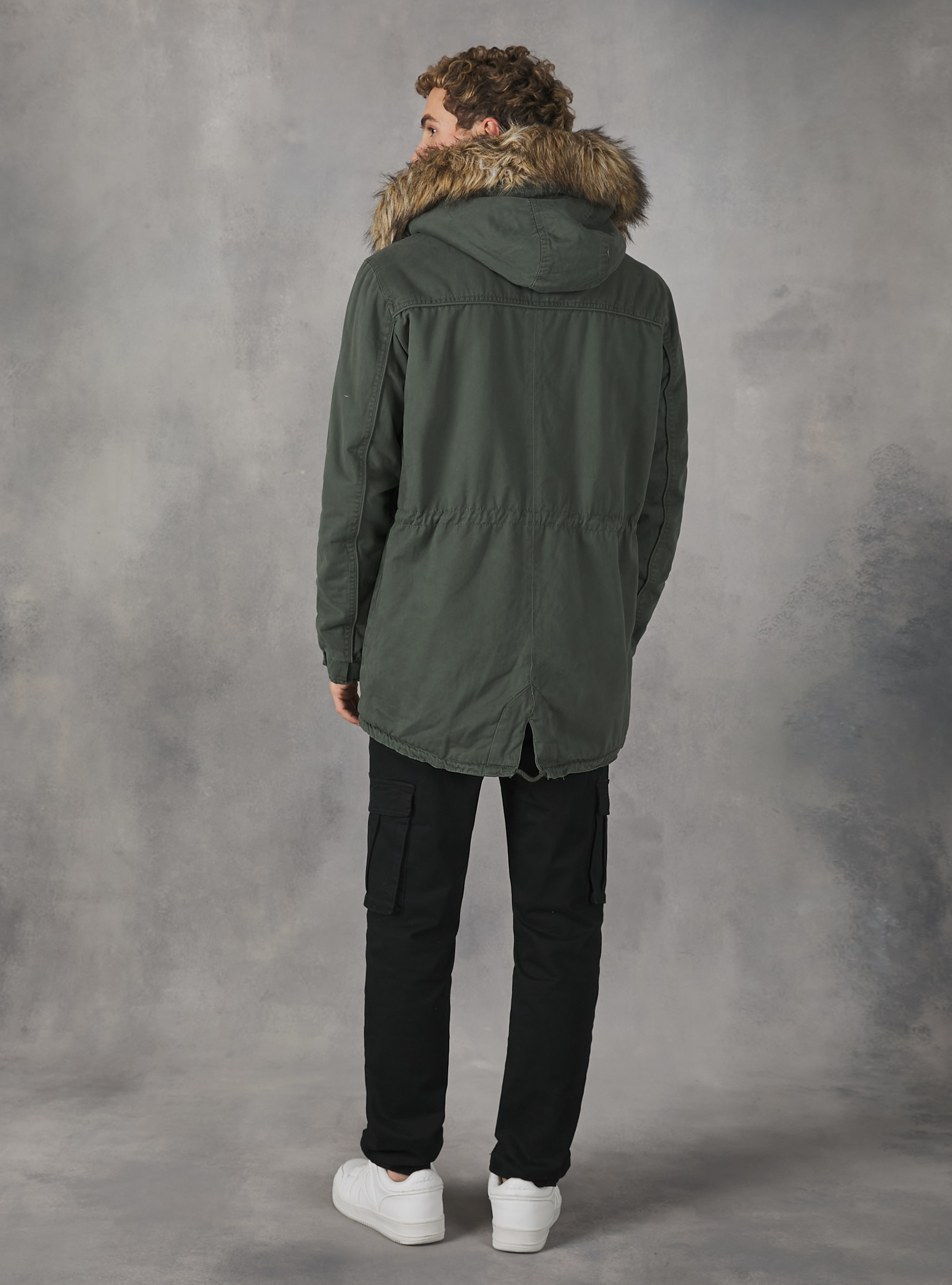 Parka con agnellato, KAKI