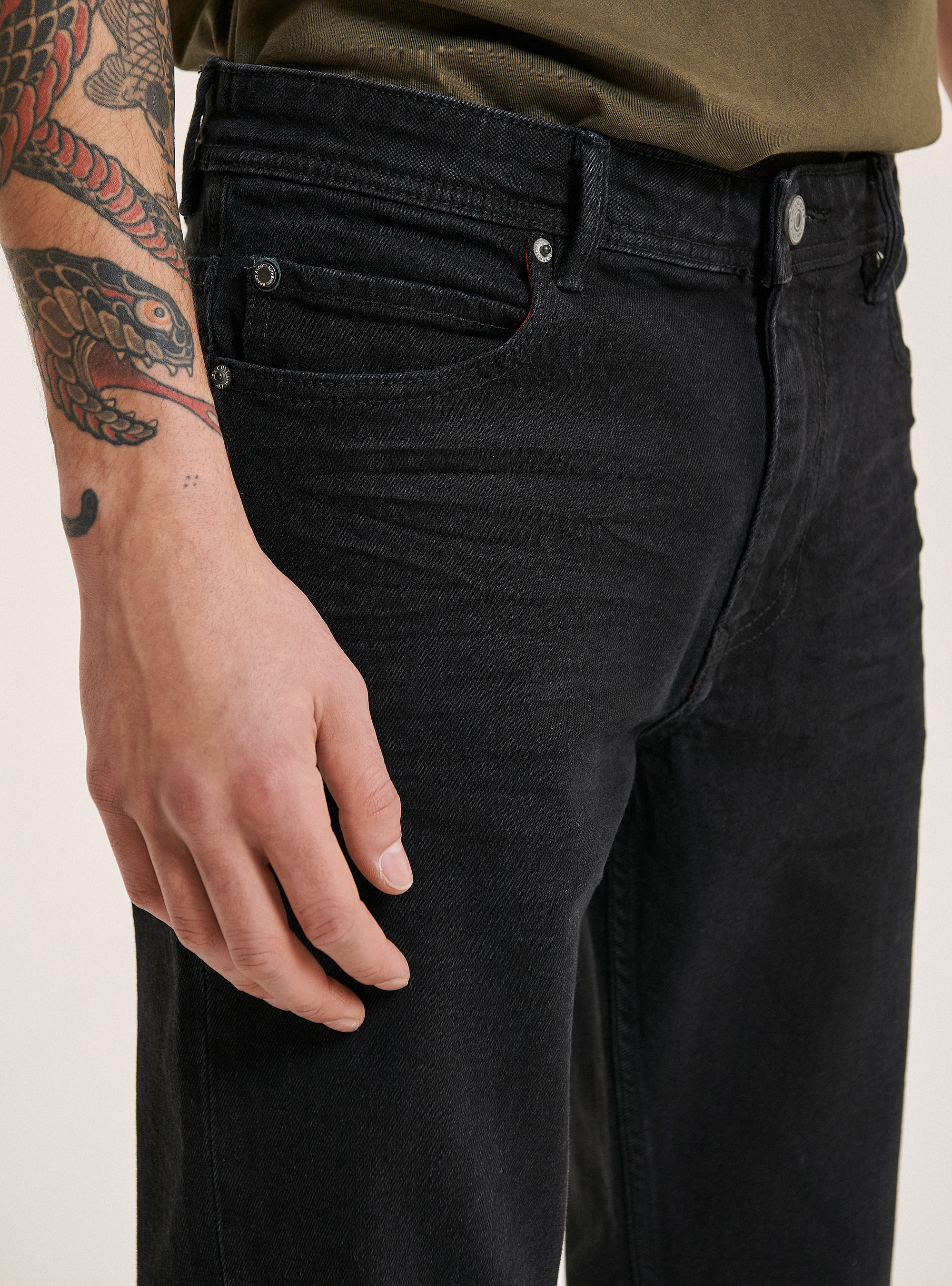 Stretch slim fit jeans in cotton, BLACK