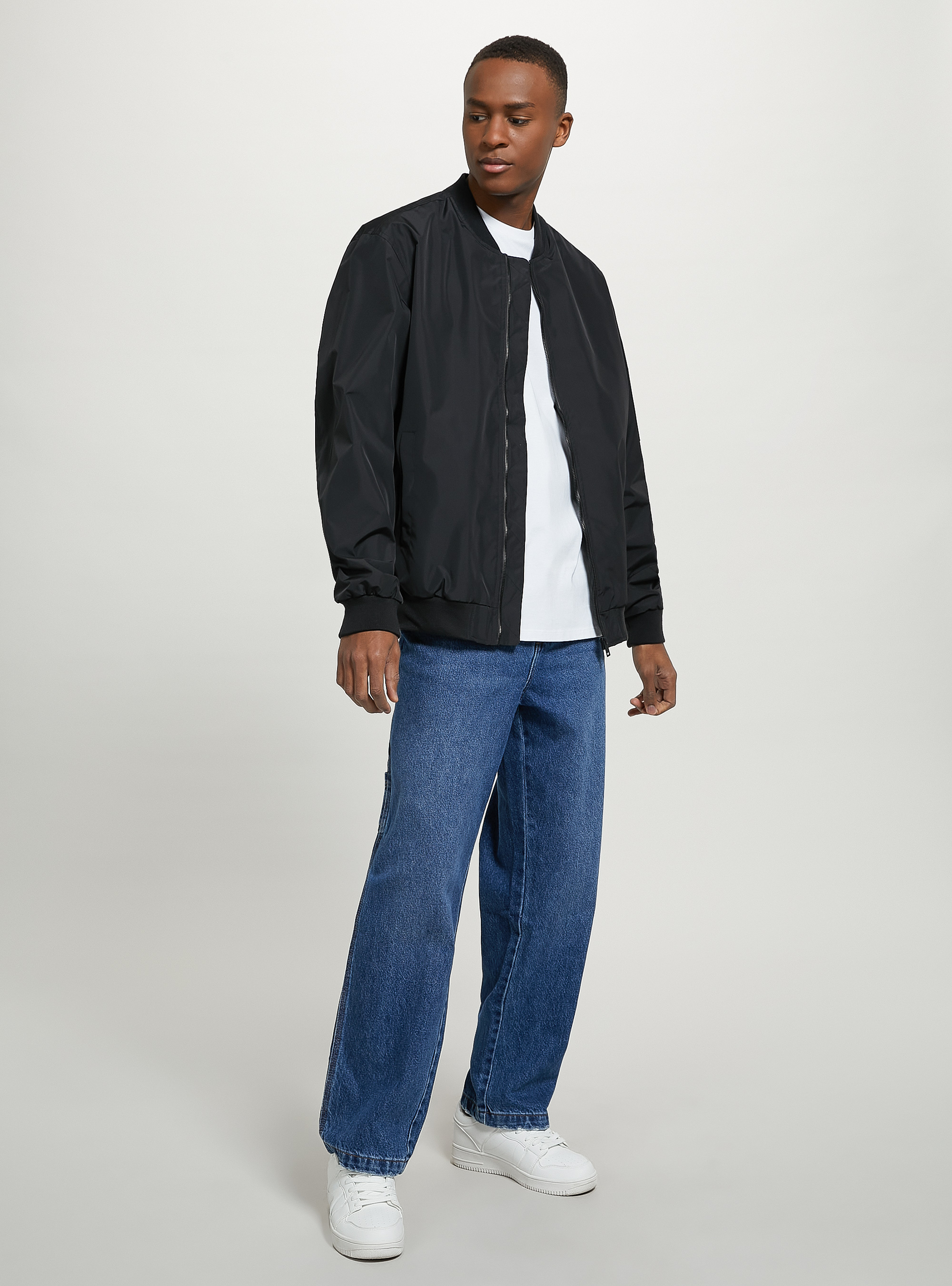 Windproof regular fit bomber jacket, BK1 BLACK