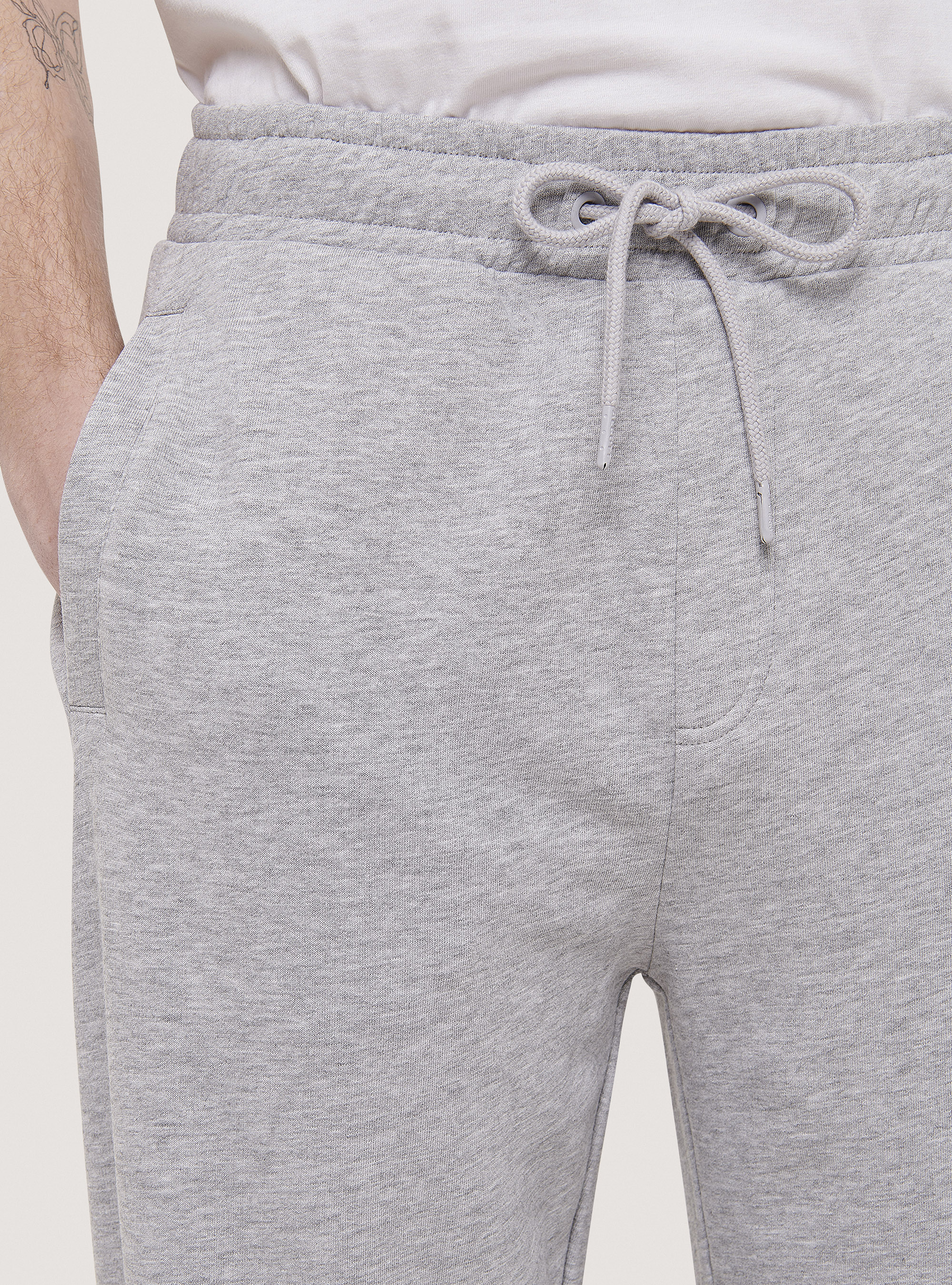 Pantalones jogger básicos de algodón, GRIS CLARO MELANGE