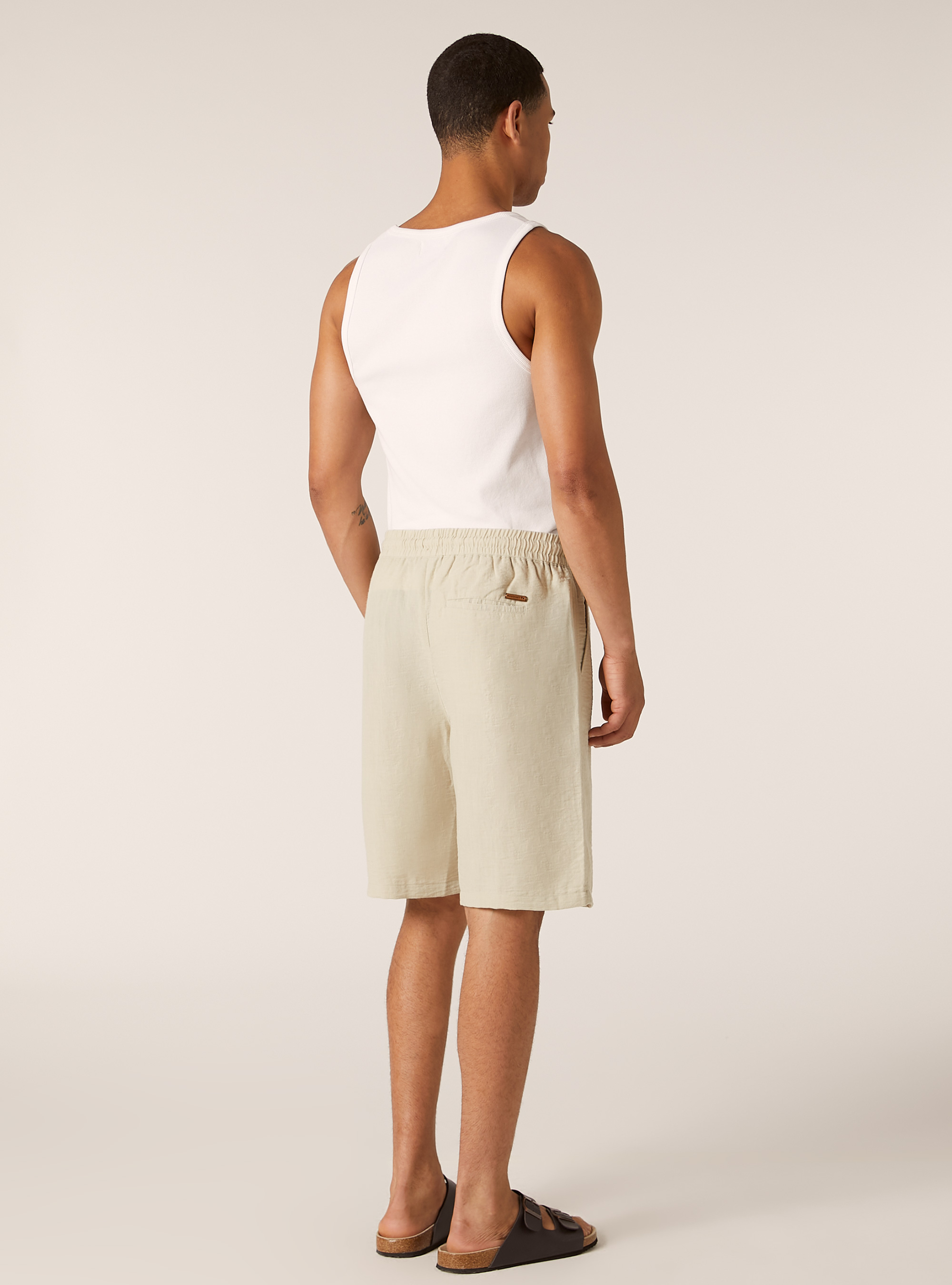 Lightweight bermuda shorts with elasticated waist, BG3 BEIGE LIGHT