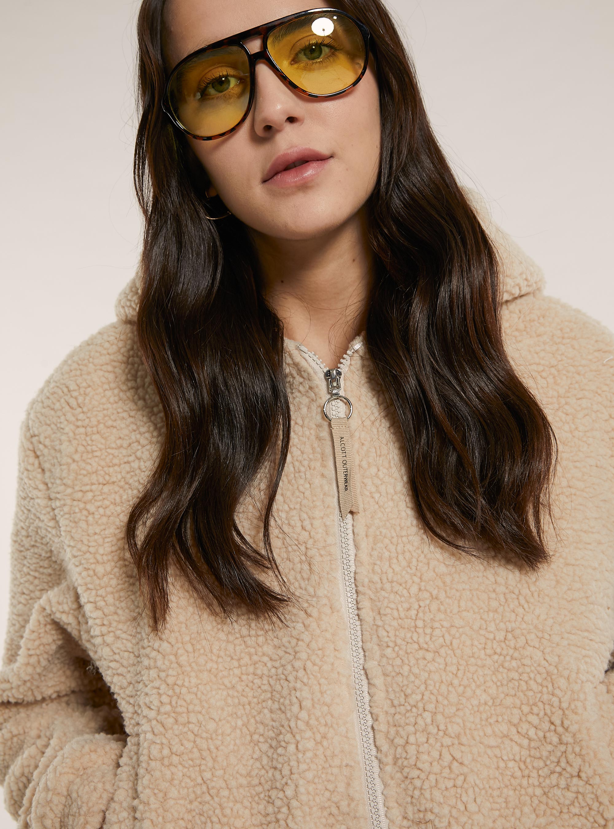 Giubbotto sherpa  crop fit, BG2 BEIGE MEDIUM