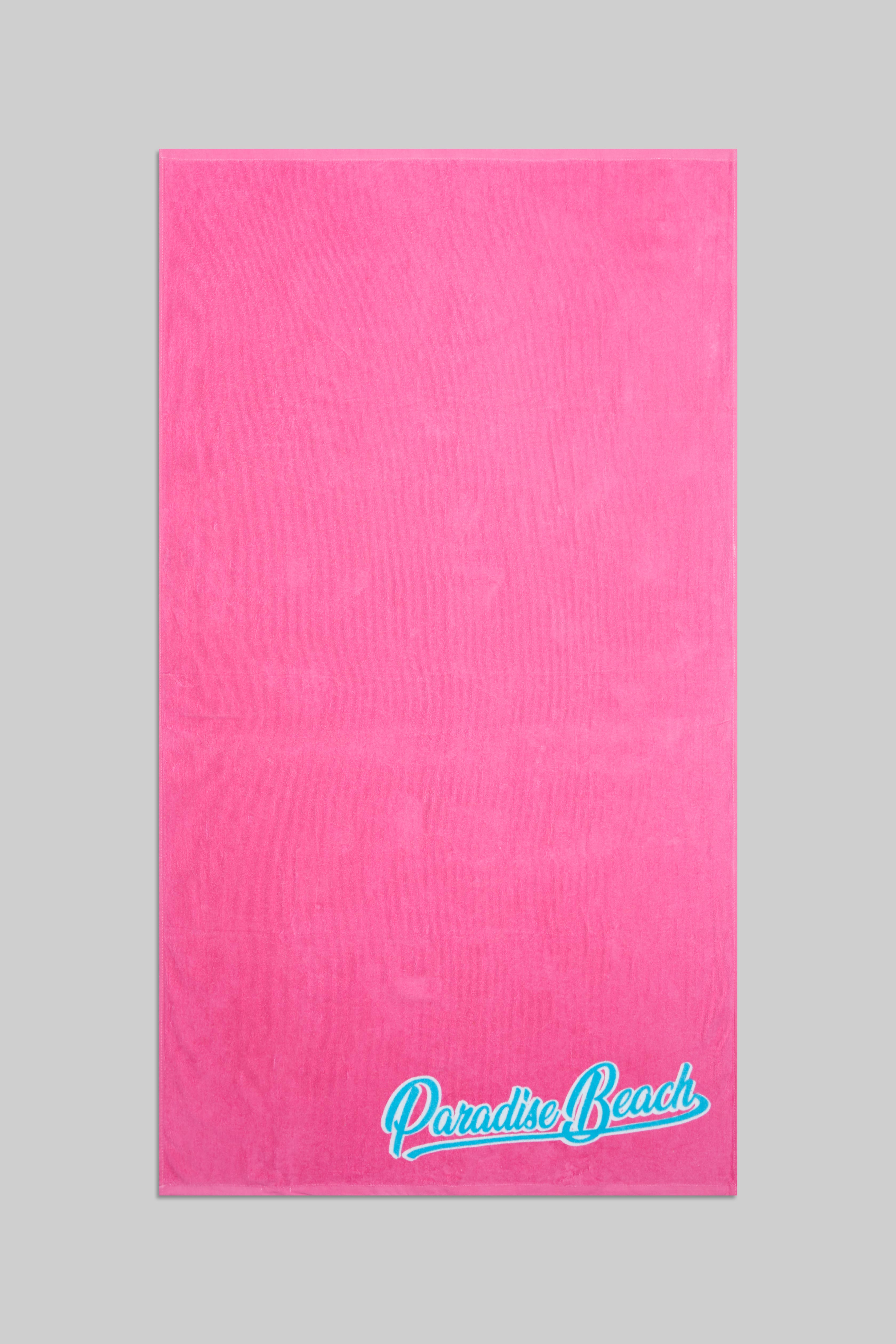 Strandtuch aus Baumwolle mit Aufdruck, FPK1 DARK PINK FLUO