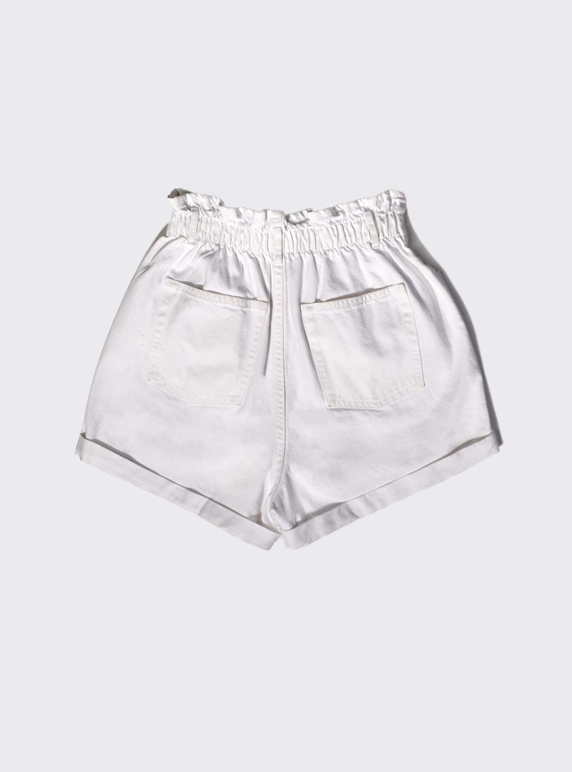 Shorts denim con elastico, WHITE