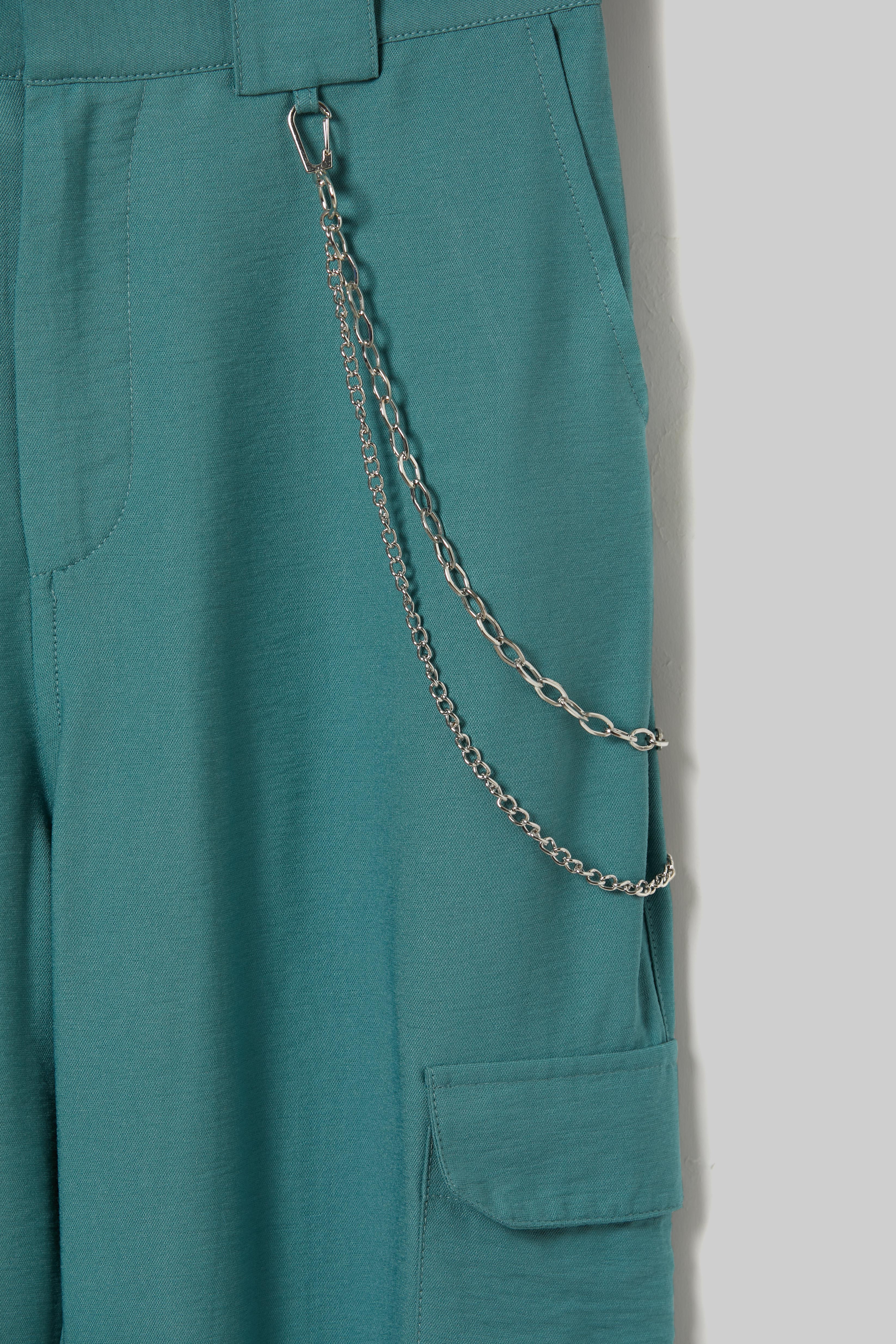 Linen blend chain trousers, GN2 GREEN MEDIUM