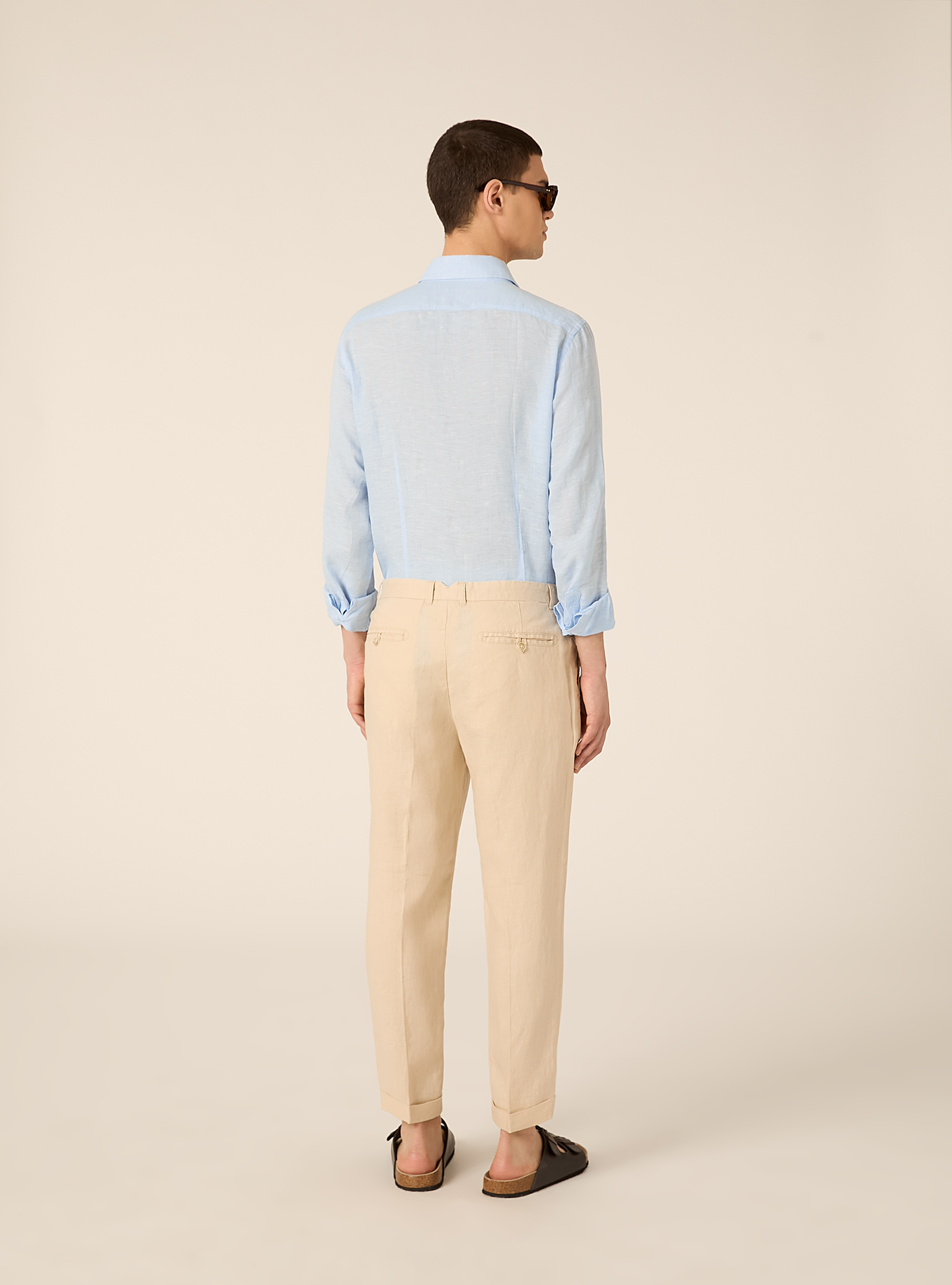 Chinos in lino, BG3 BEIGE LIGHT